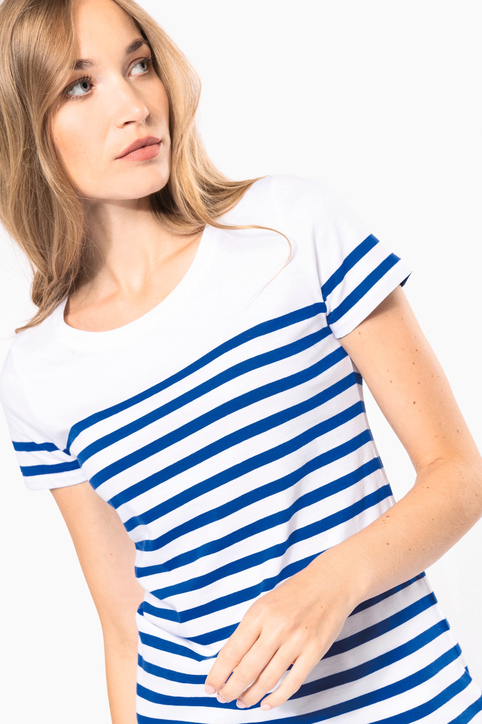 T-Shirt im Marine-Stil mit Rundhalsausschnitt Bio Damen