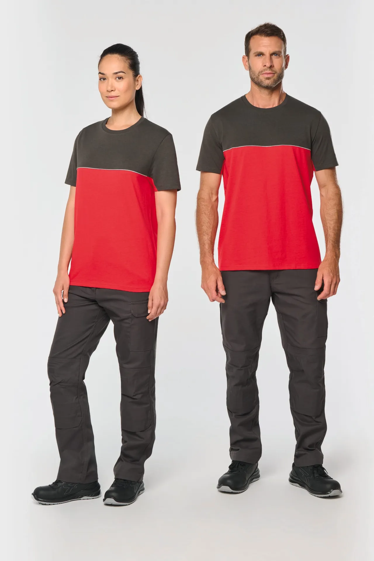 Zweifarbiges umweltfreundliches Unisex-T-Shirt mit kurzen Ärmeln