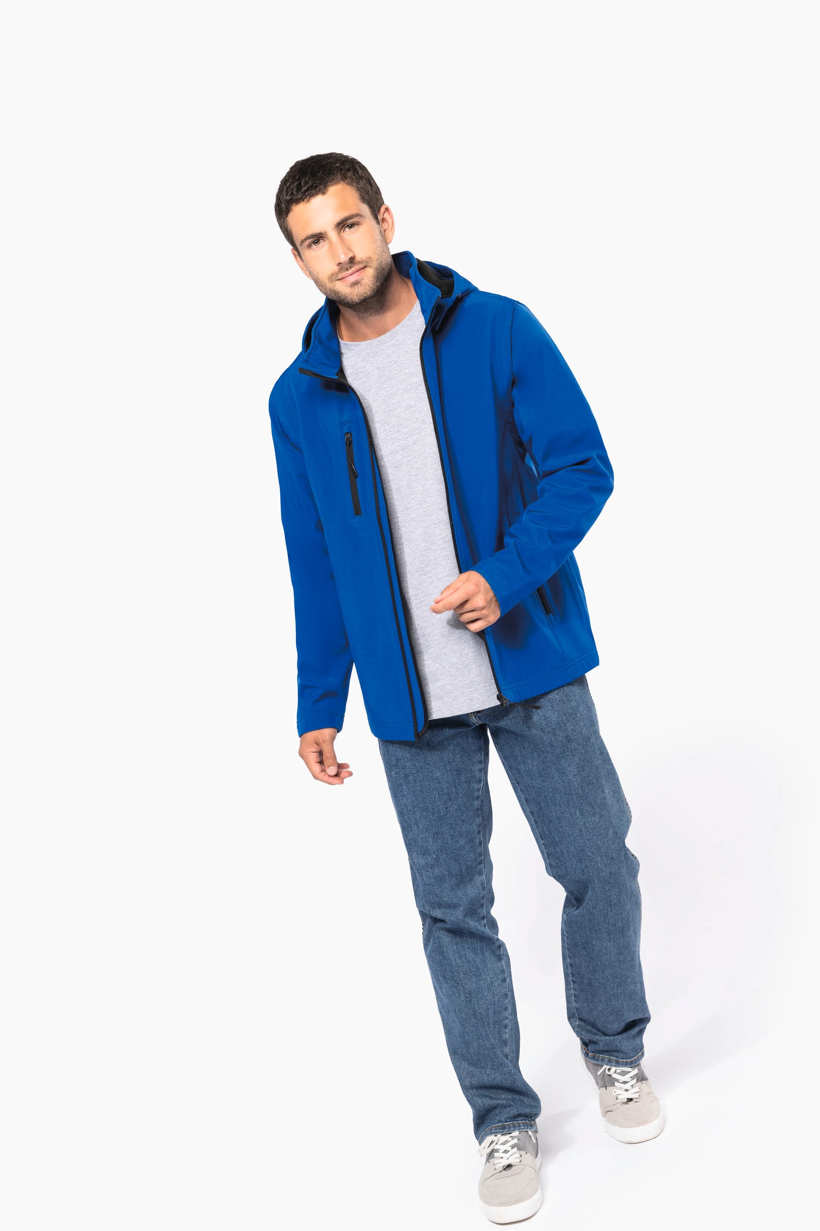 3-lagige Unisex-Softshell-Jacke mit Kapuze und abnehmbaren Ärmeln