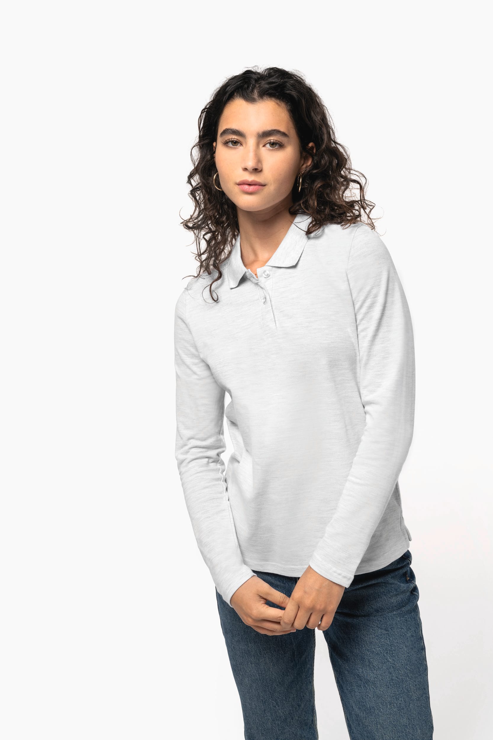 Damen Piqué Poloshirt Langarm