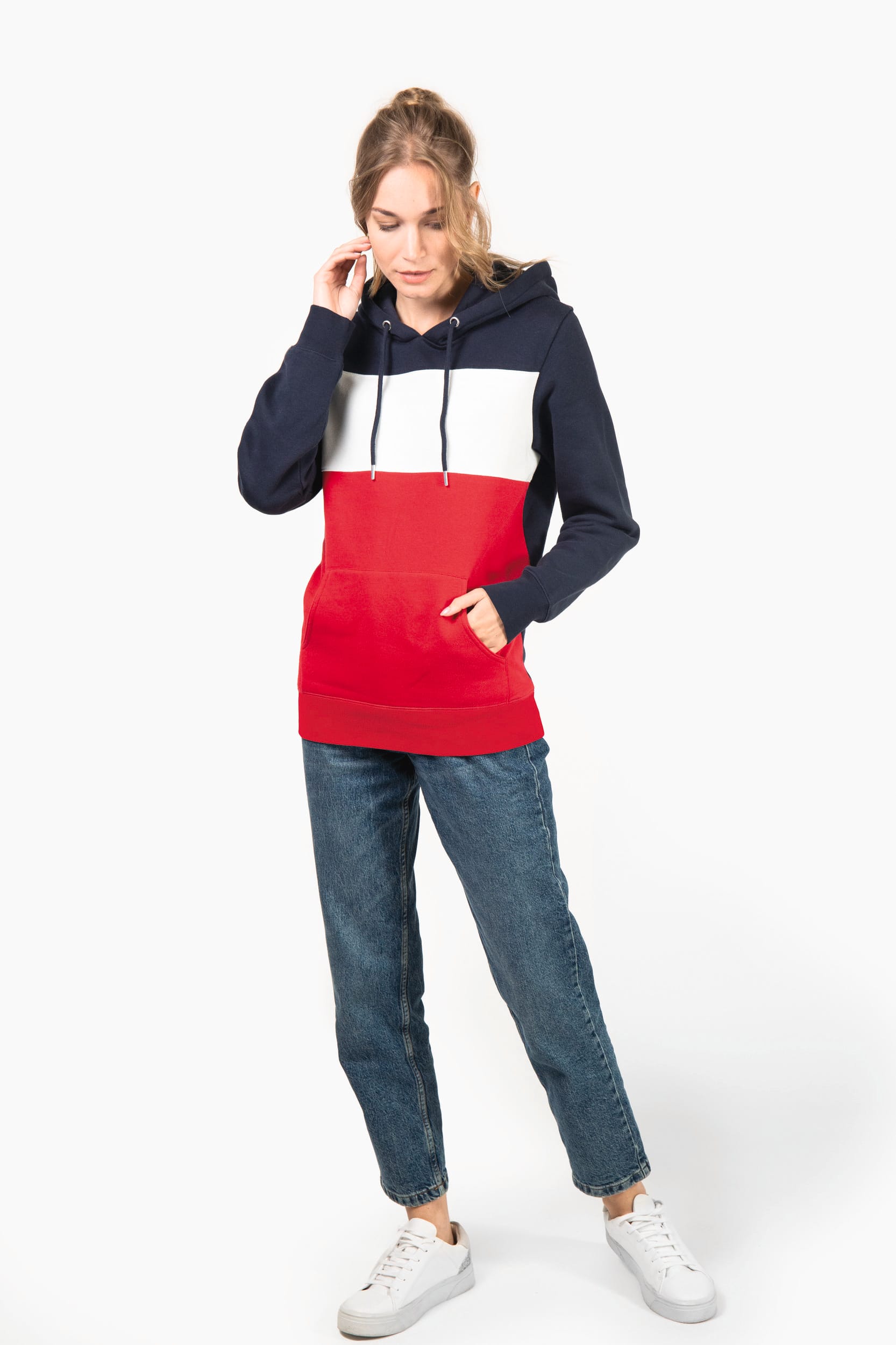Dreifarbiges Kapuzensweatshirt, Unisex