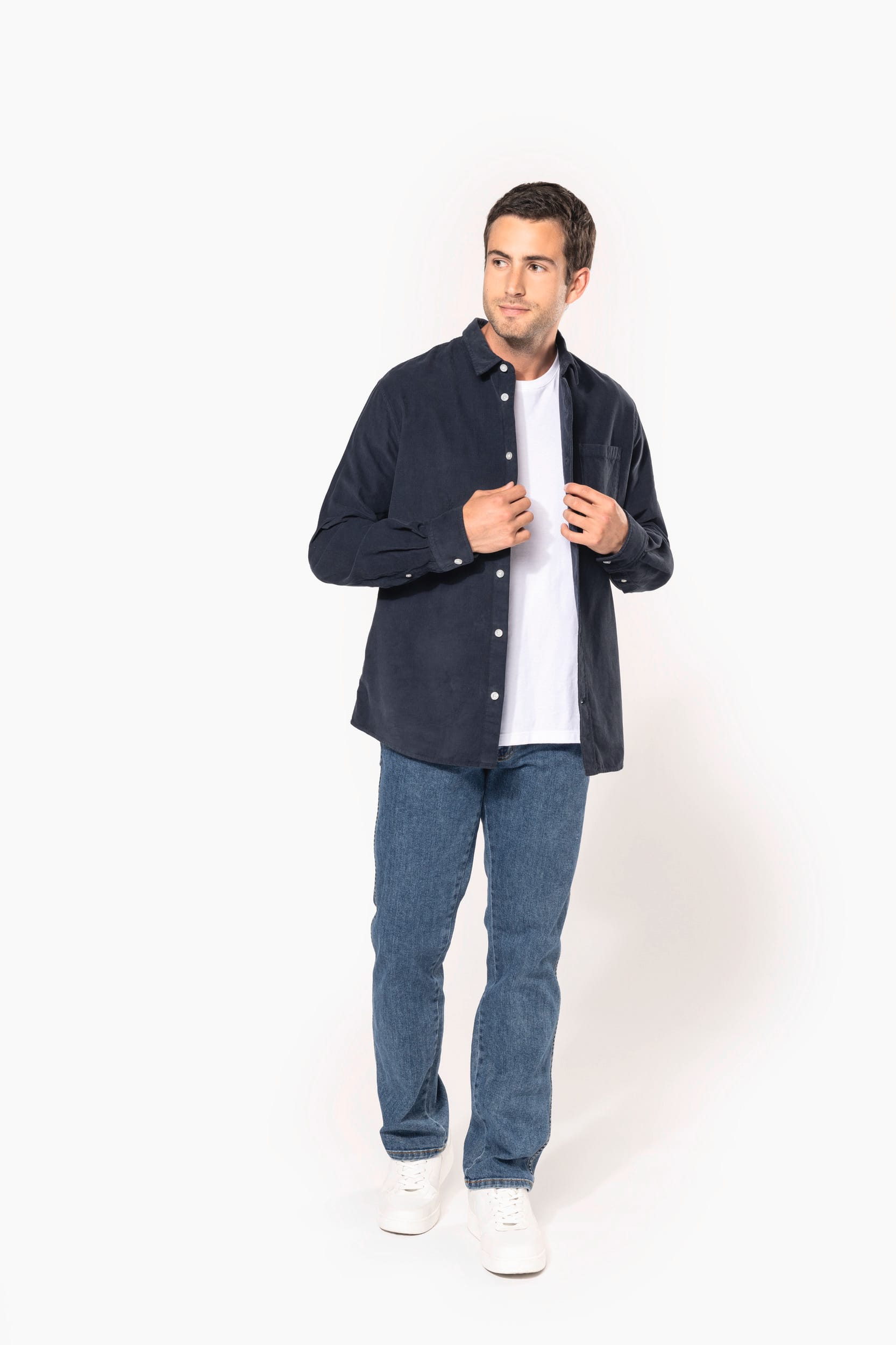 Langarmhemd aus Velours, für Herren