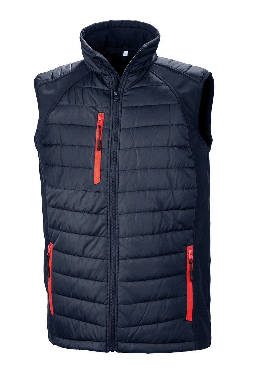 Black compass padded soft shell gilet
