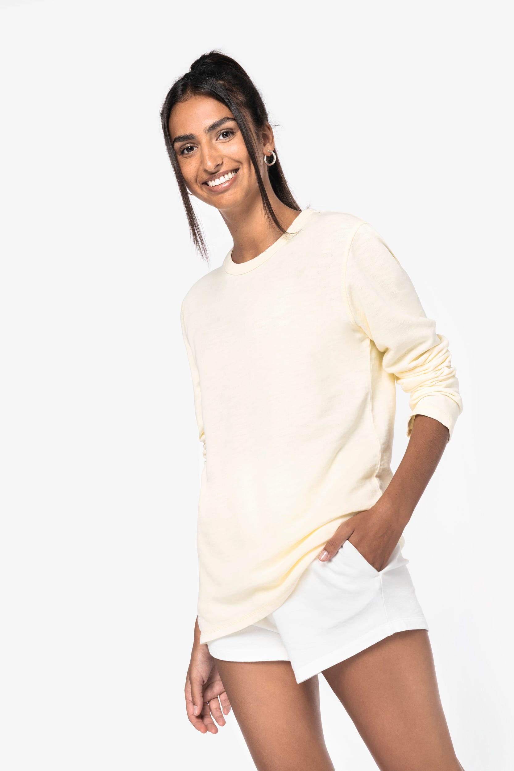 Ausgewaschenes umweltfreundliches Unisex Sweatshirt mit Rundhalsausschnitt aus French Terry