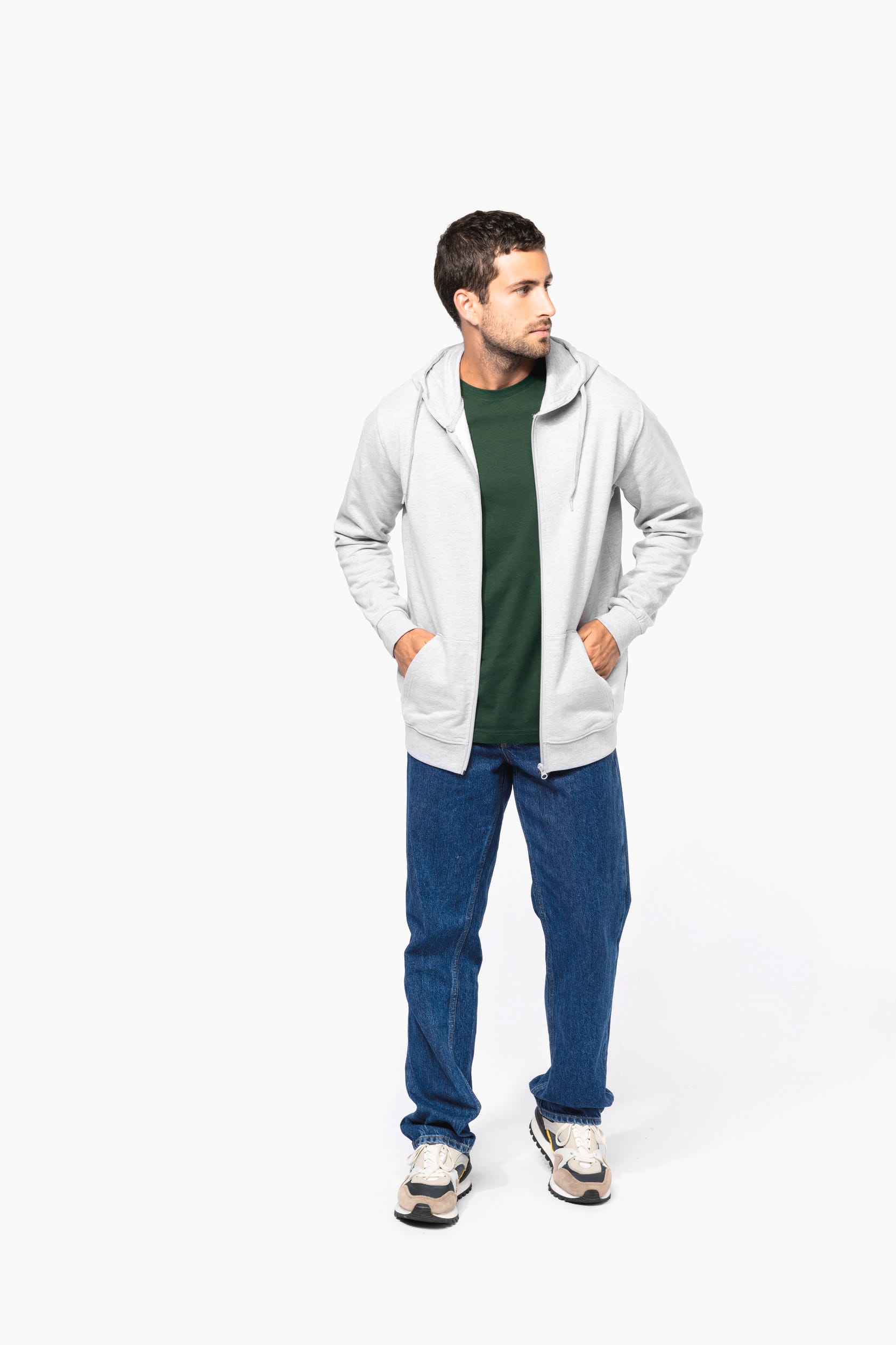 Recyceltes Unisex-Sweatshirt mit Reißverschluss und Kapuze