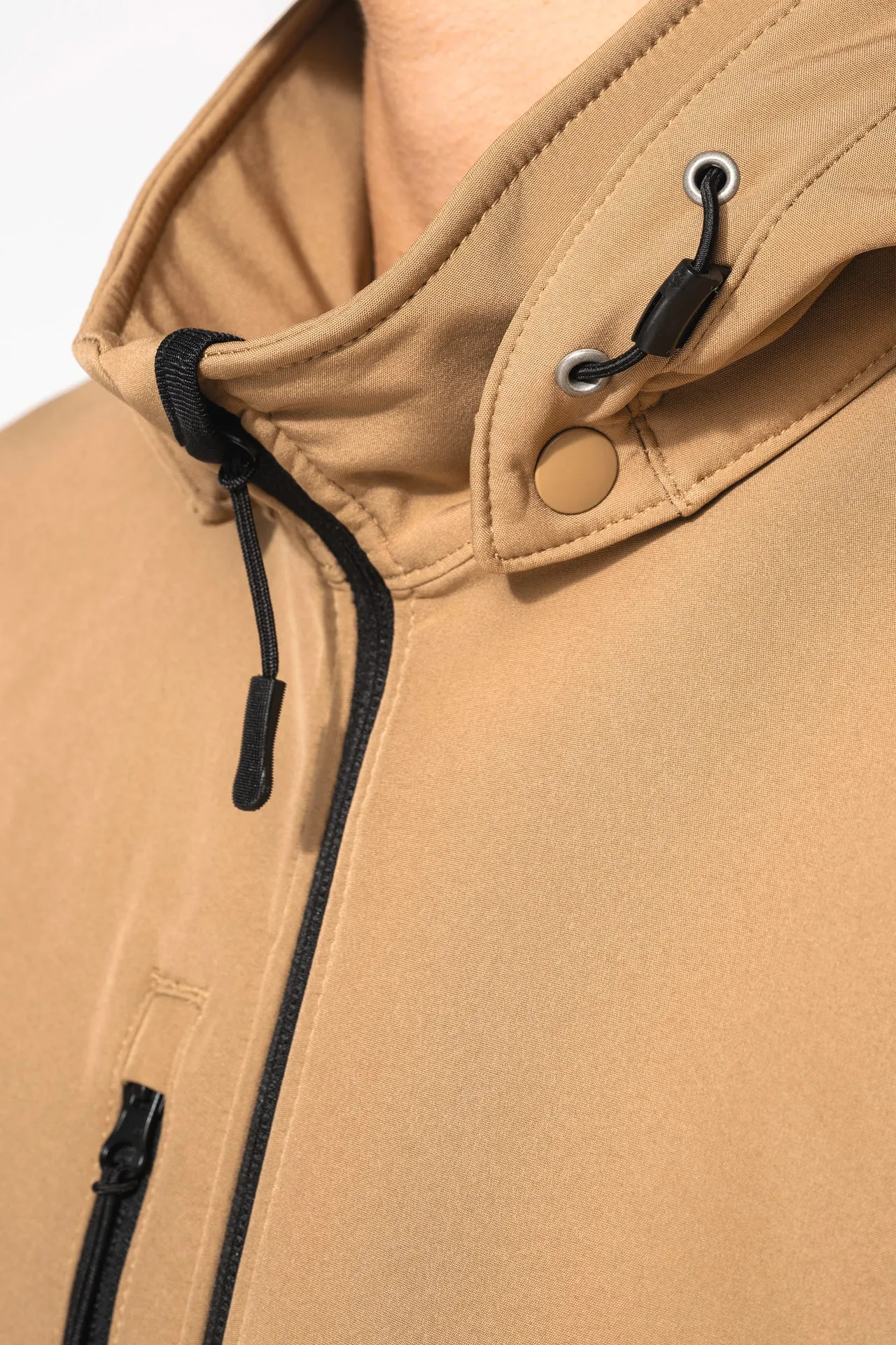 3-lagige Unisex-Softshell-Jacke mit Kapuze und abnehmbaren Ärmeln