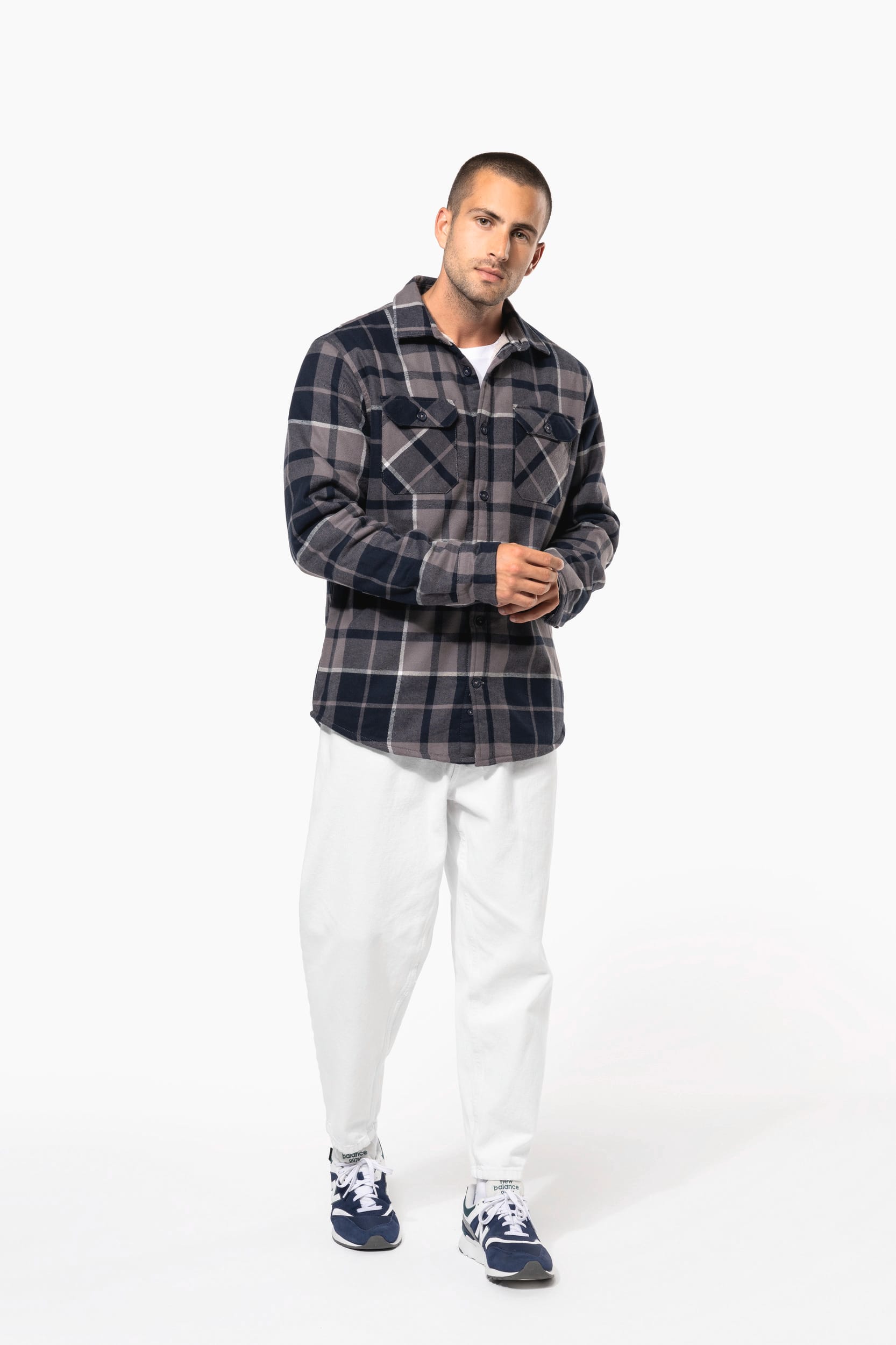 Karo-Hemdjacke mit Sherpa-Futter