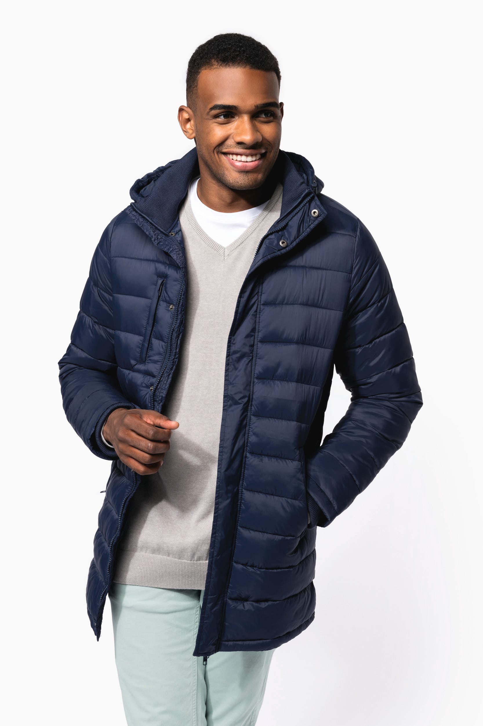 Leichter Herren-Daunenparka mit Kapuze