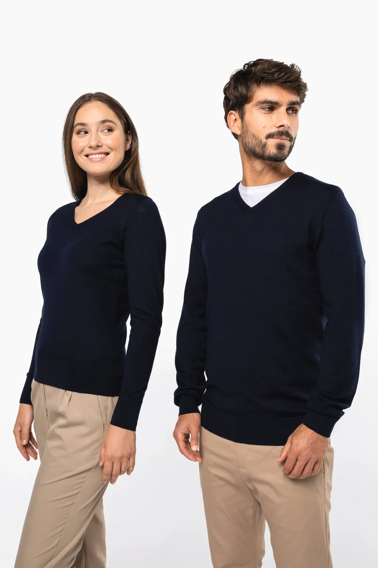 Merino-Damenpullover mit V-Ausschnitt
