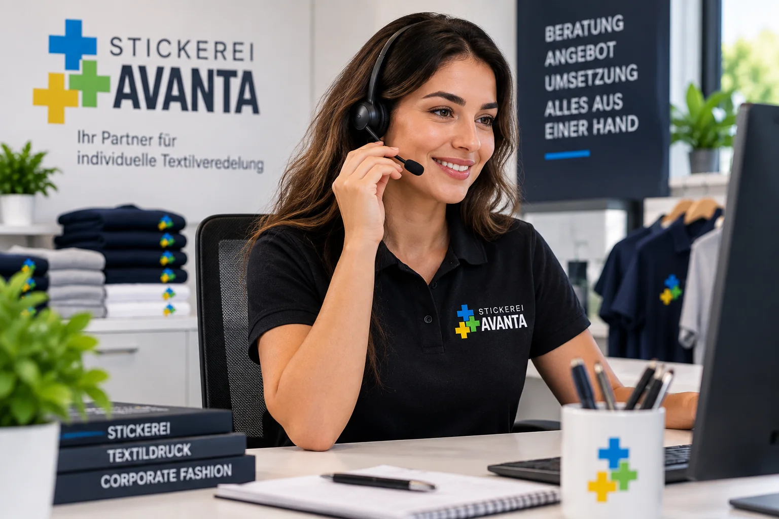 Persönliche Beratung für Firmenkleidung und Textilveredelung bei Stickerei Avanta Berlin