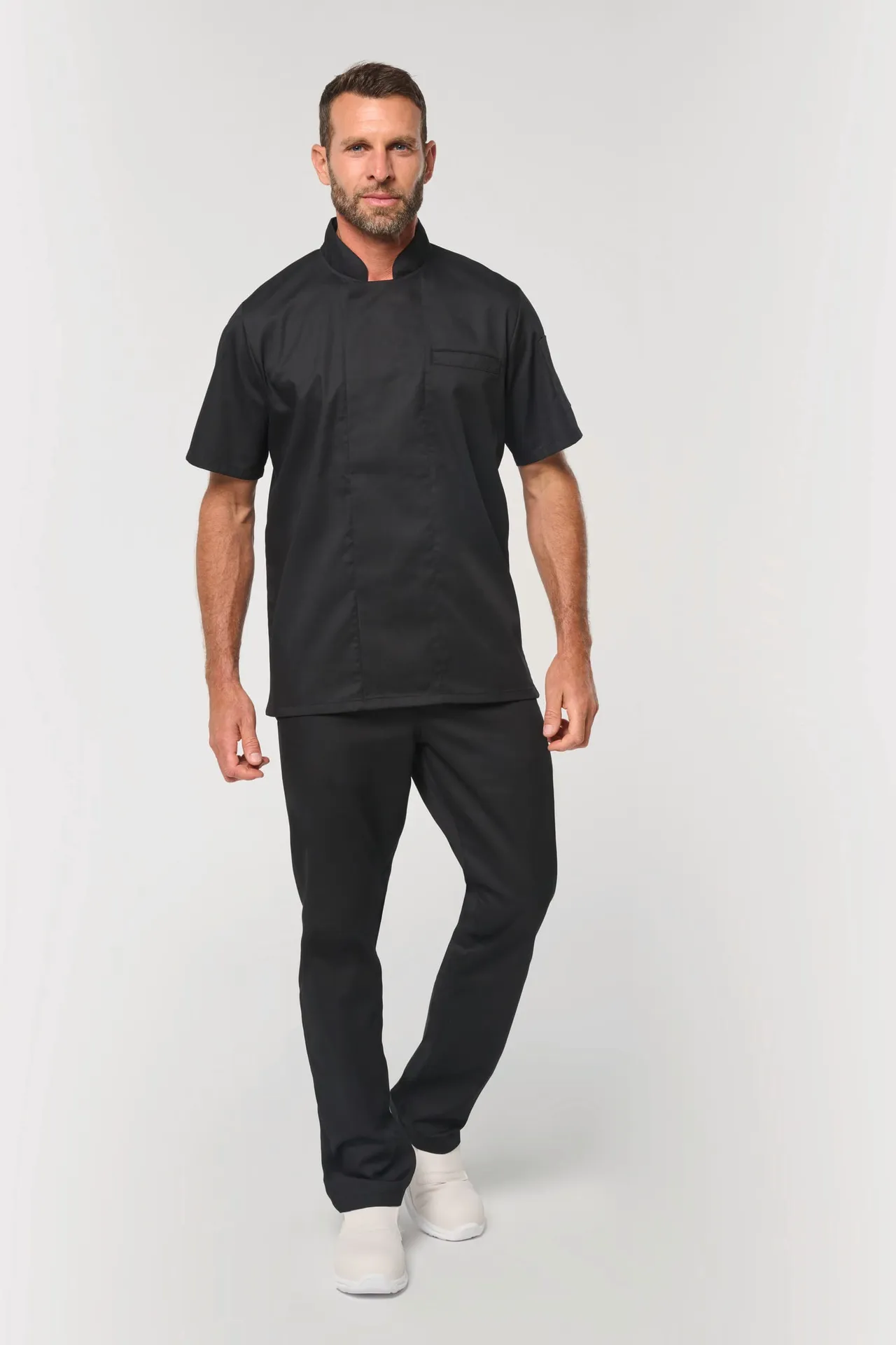 Umweltfreundliche, atmungsaktive Unisex-Kochjacke mit kurzen Ärmeln