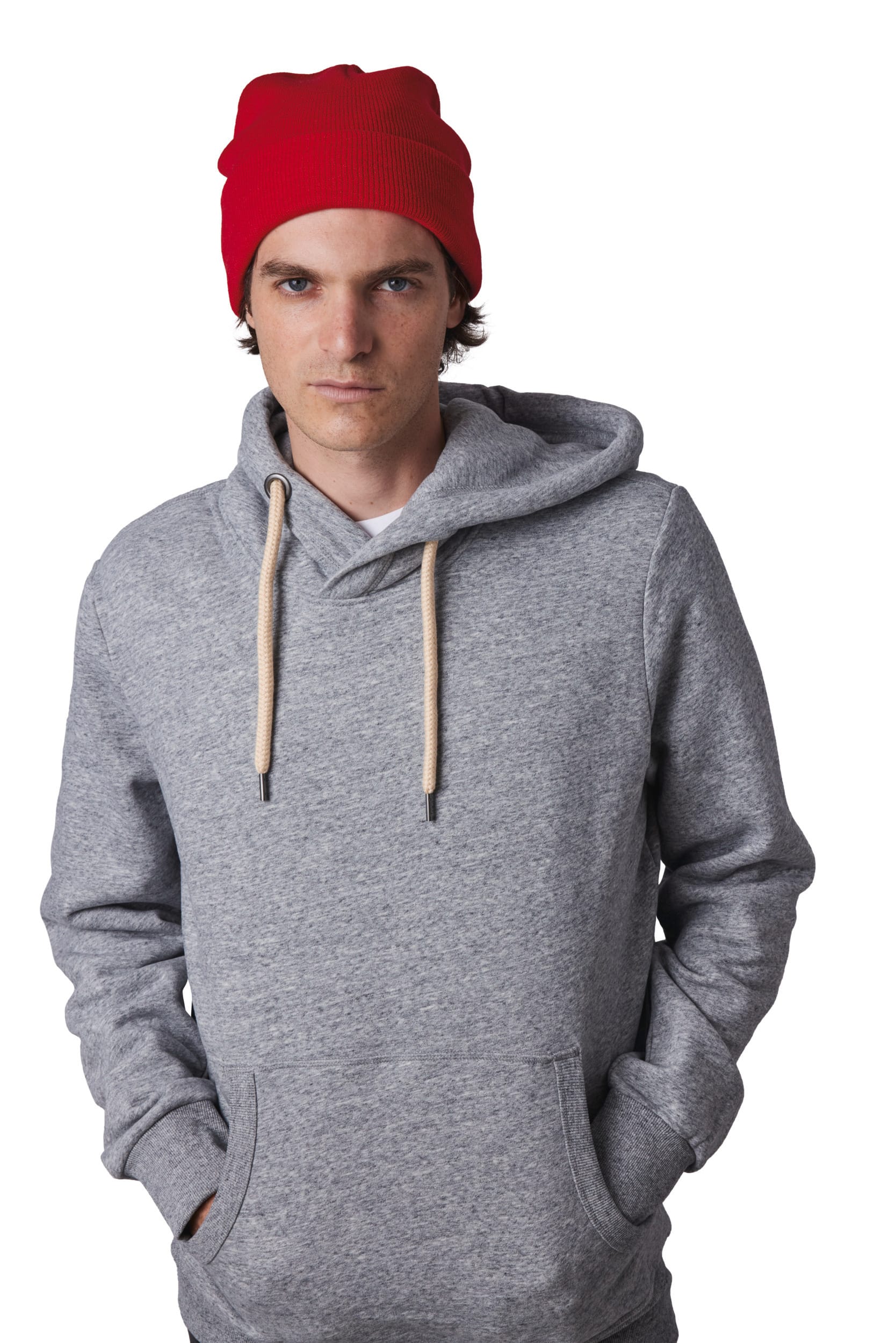 Recycelte Mütze mit Strickumschlag