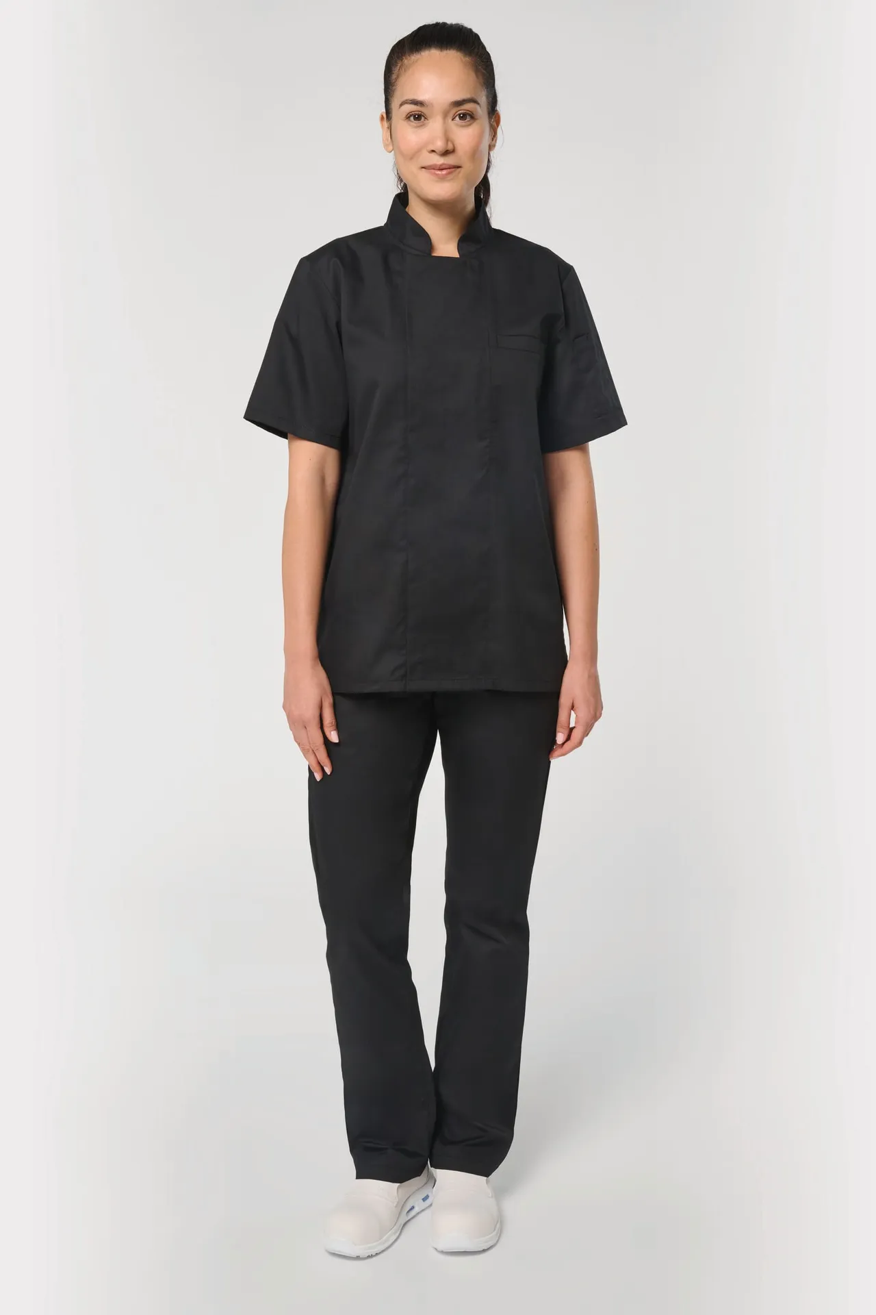 Umweltfreundliche Unisex-Kochjacke mit kurzen Ärmeln