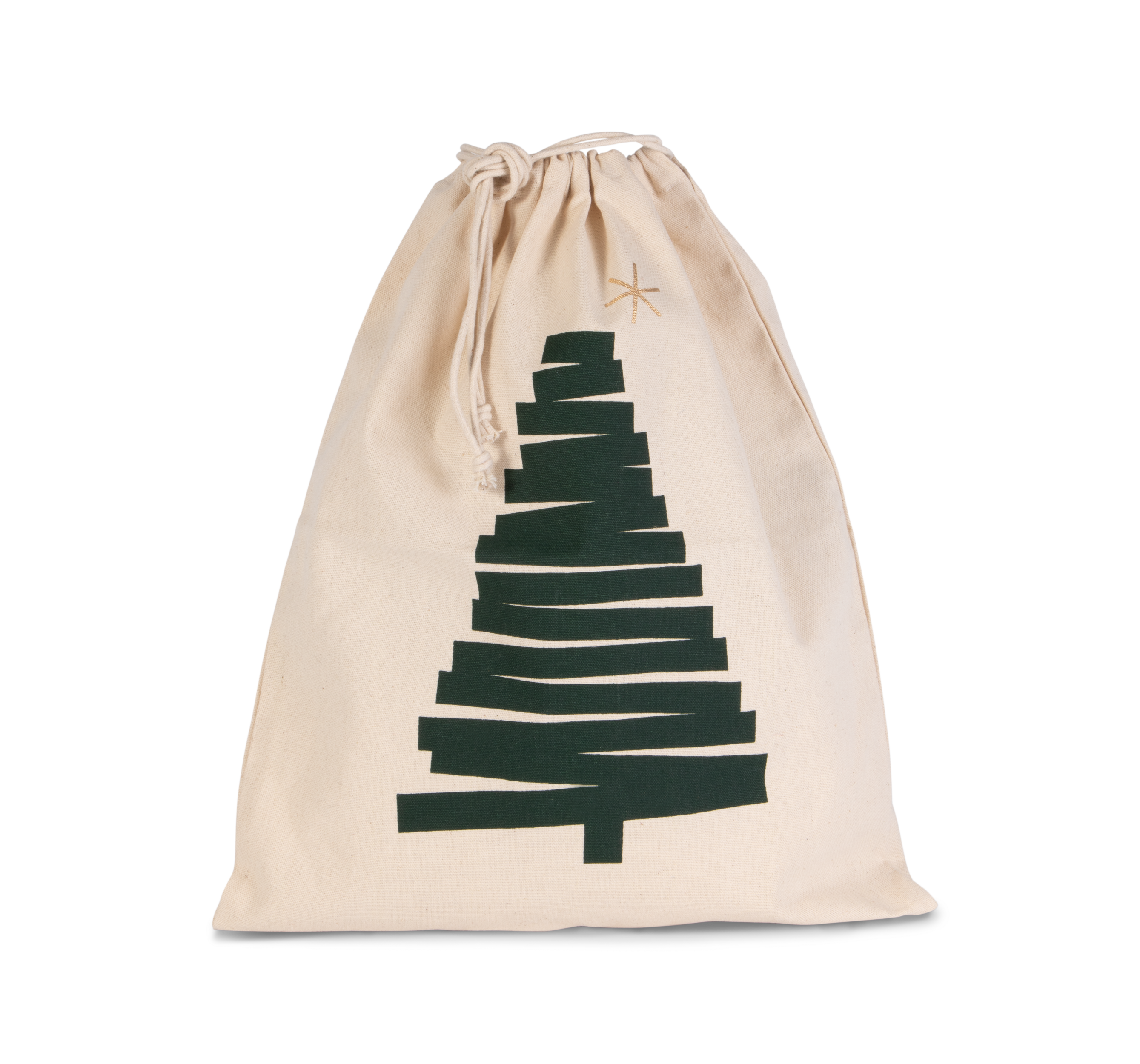 Baumwolltasche mit Kordelzug und Tannenbaummotiv