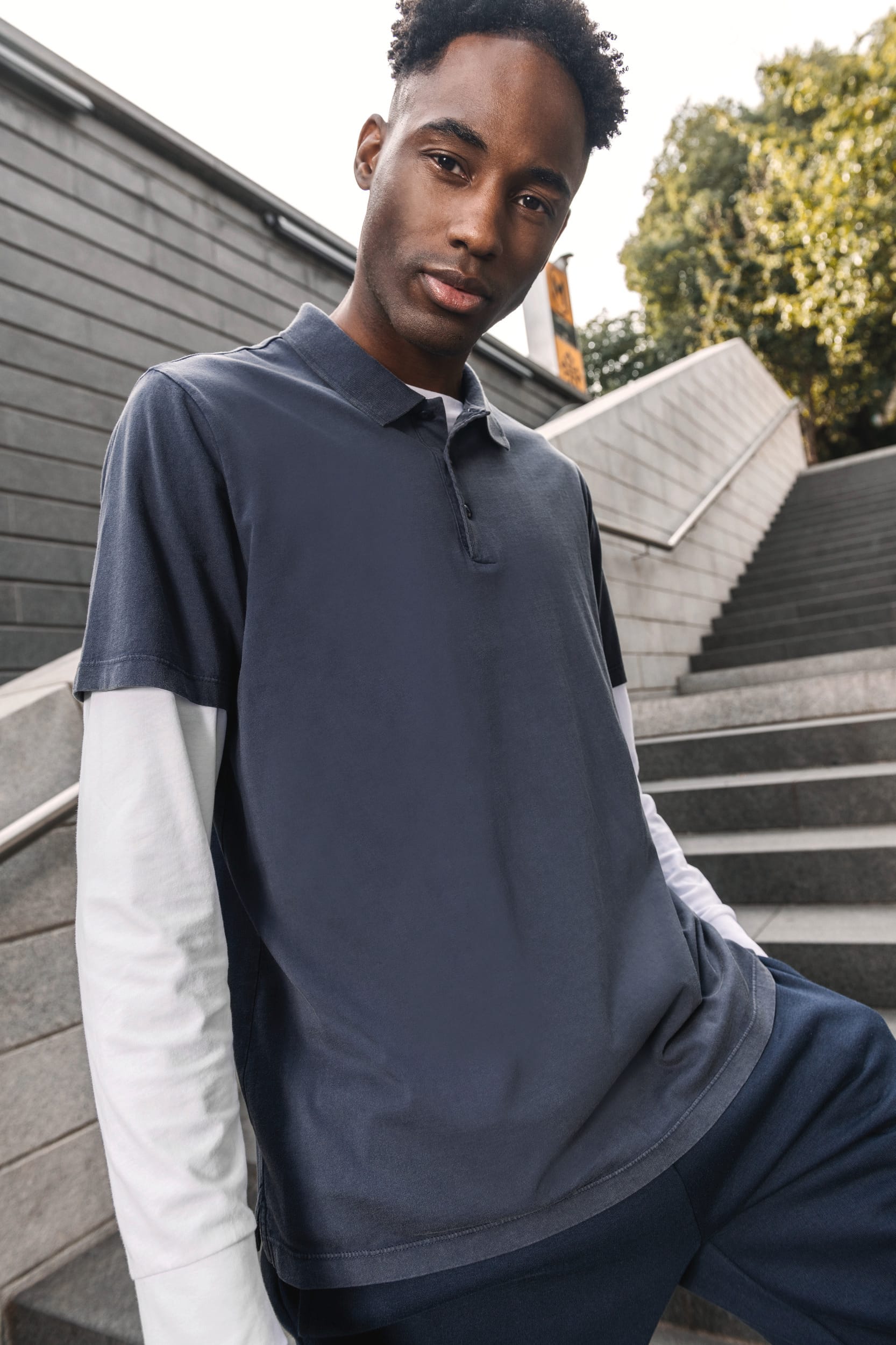 Umweltfreundliches ausgewaschenes Herren-Polohemd aus Jersey