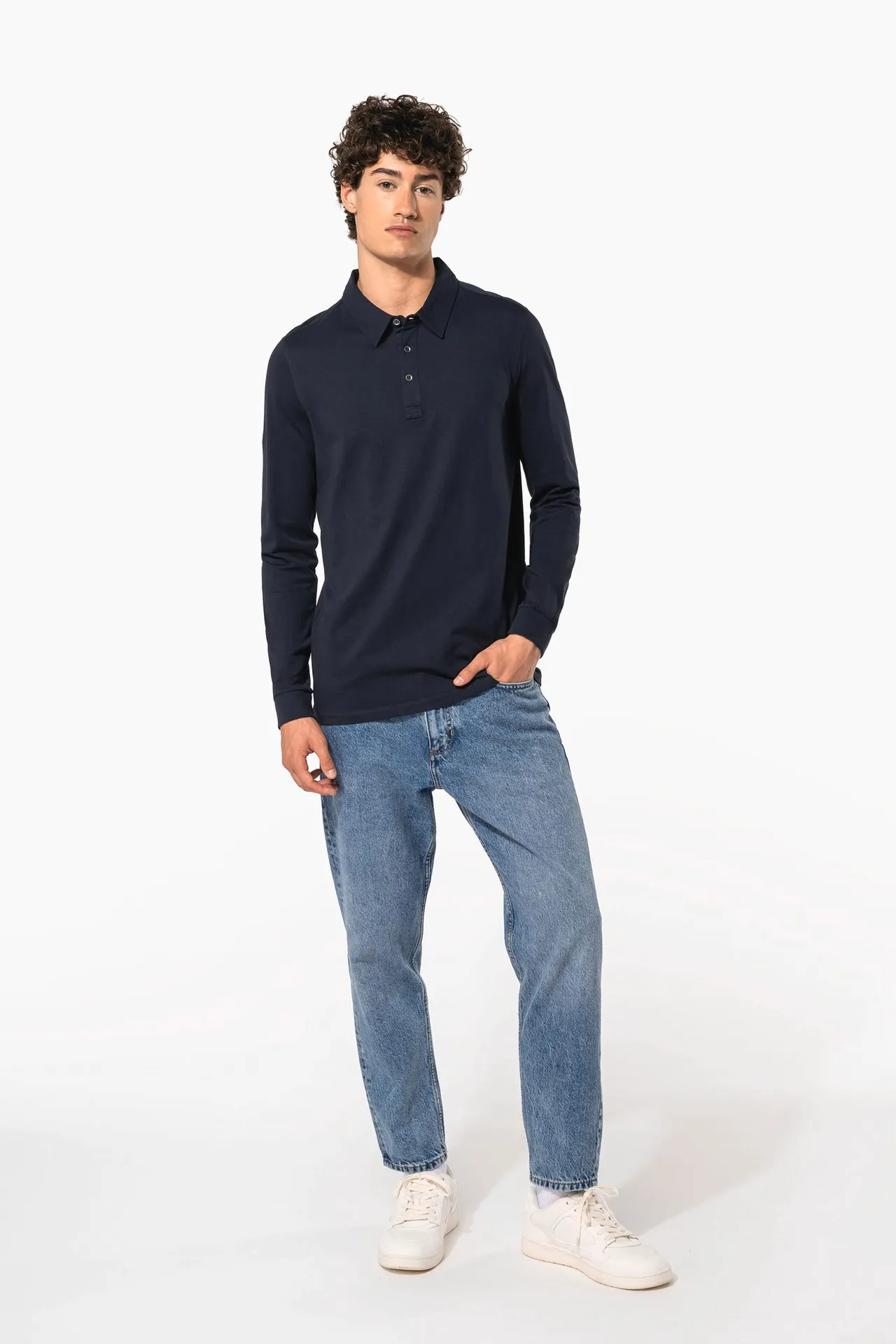 Langarm-Polohemd für Herren aus Jersey