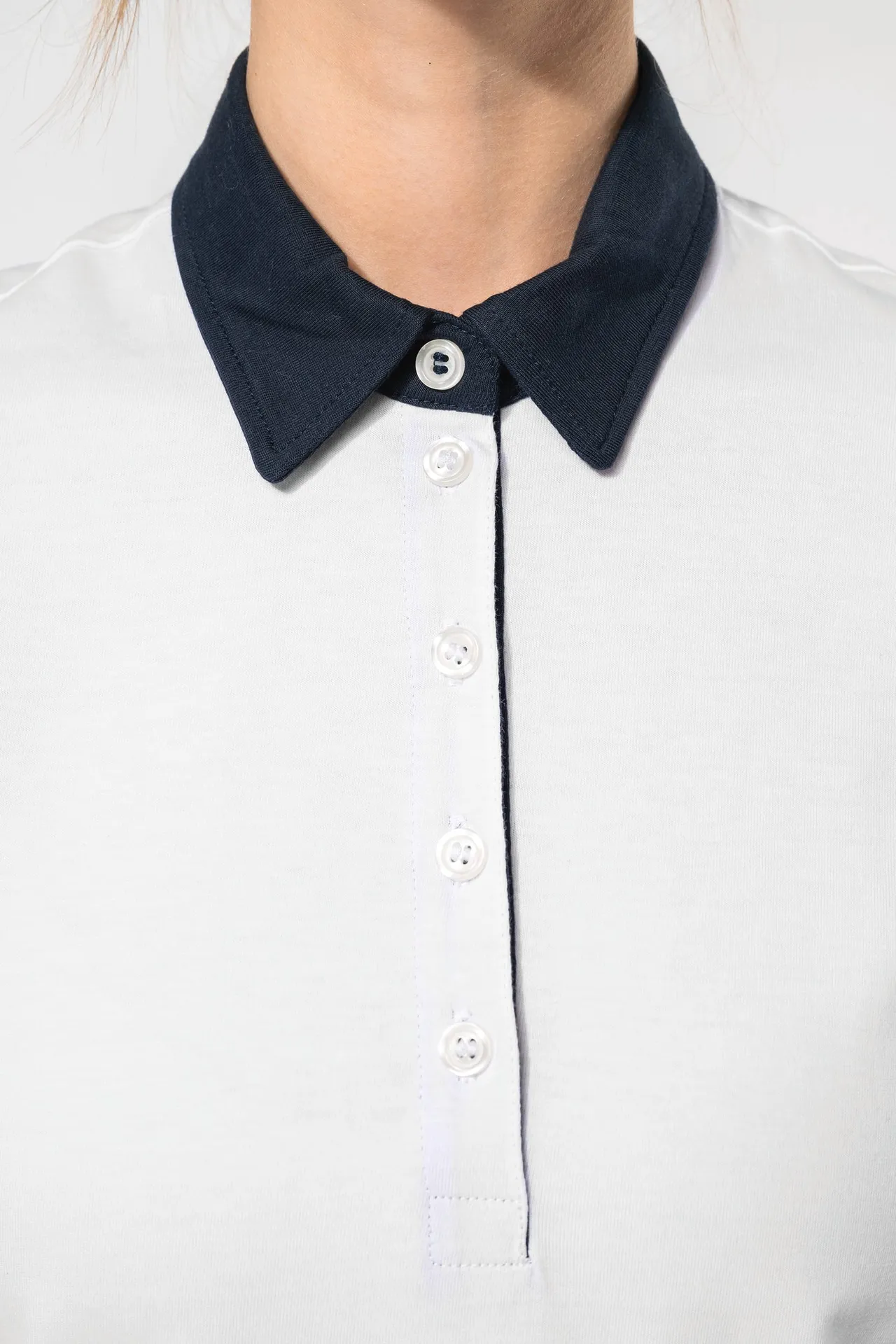 Zweifarbiges Jersey-Polohemd für Damen