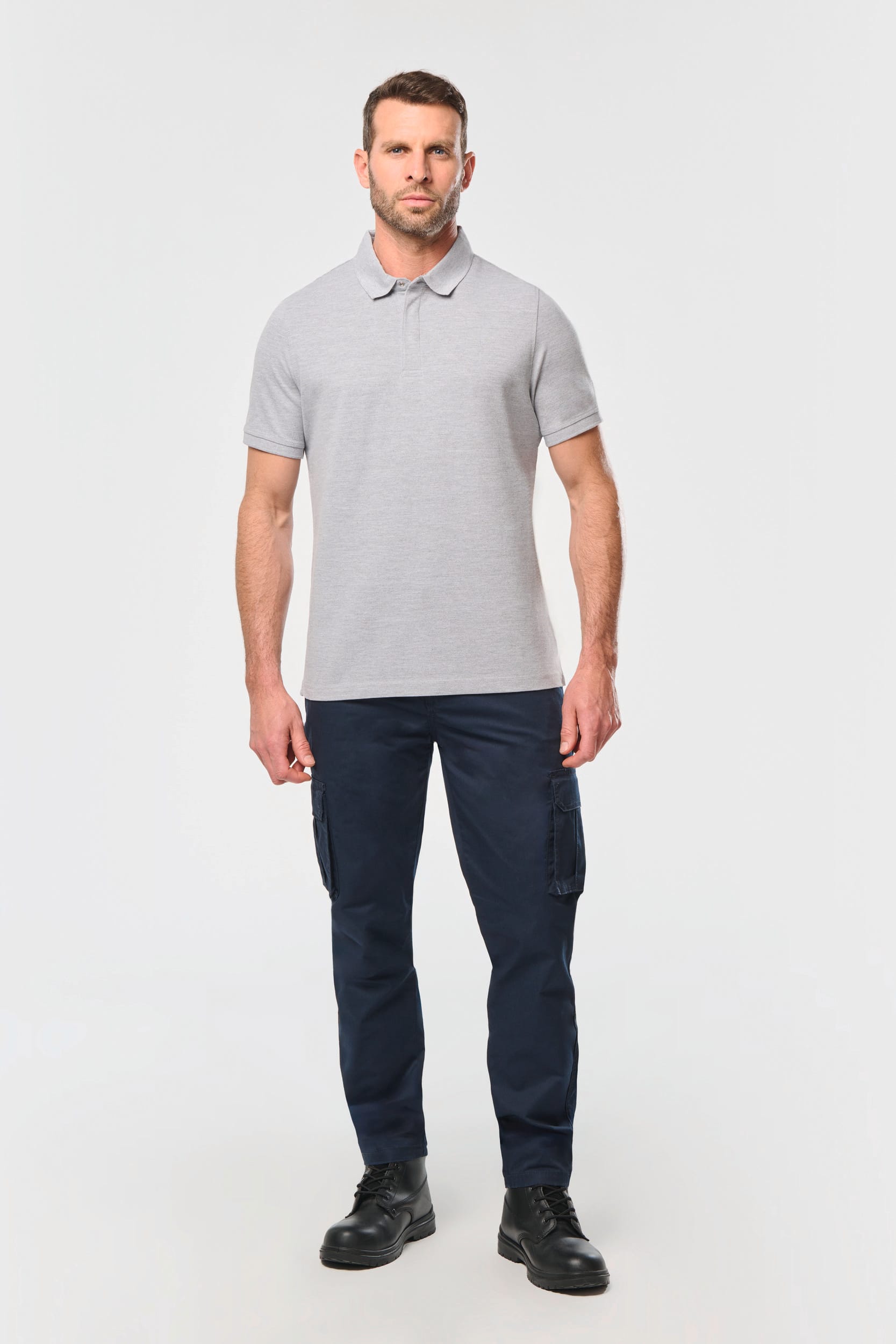 Kurzarm-Polohemd für Herren mit Druckknopfleiste am Kragen