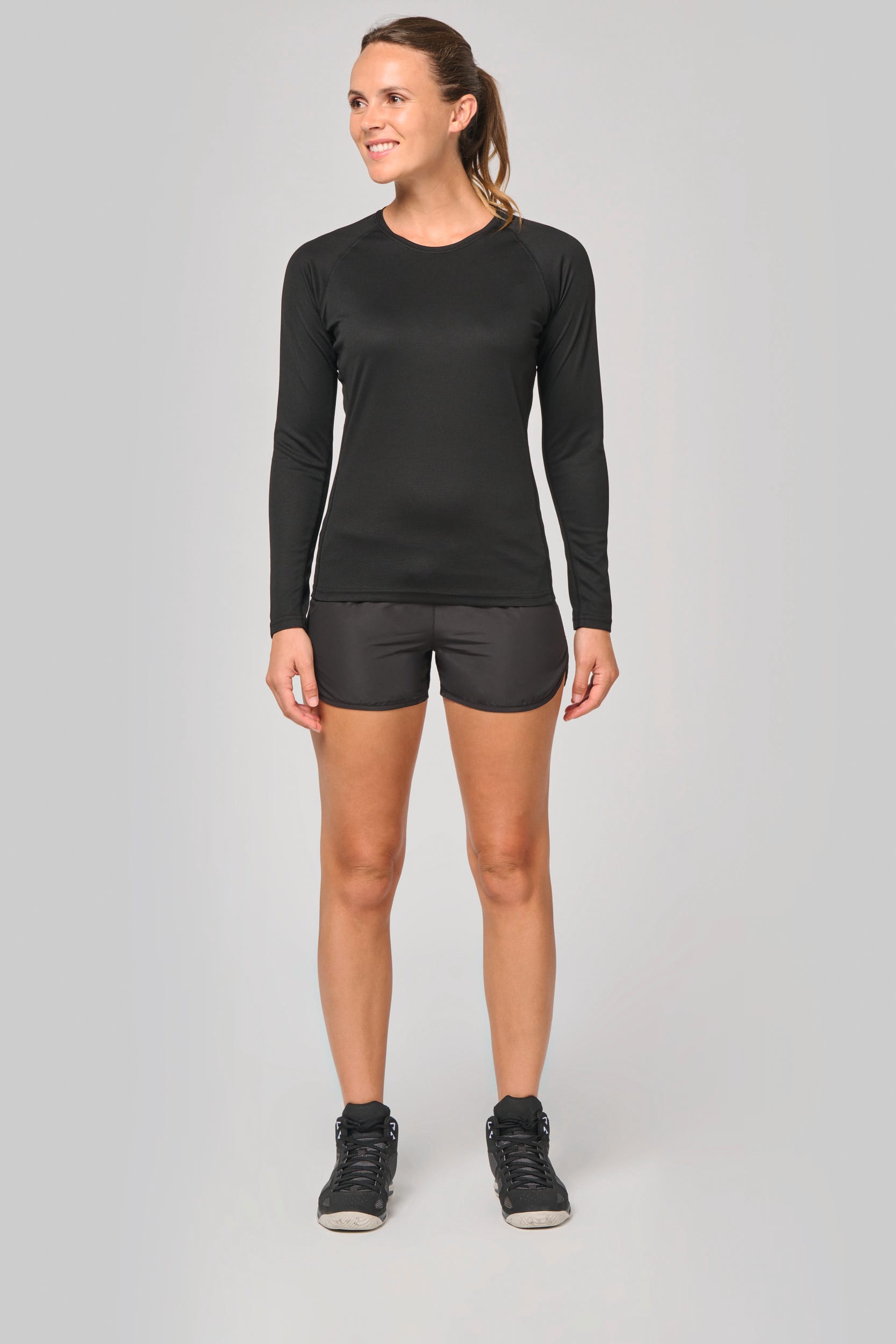 Damen Basic Sport Funktionsshirt Langarm