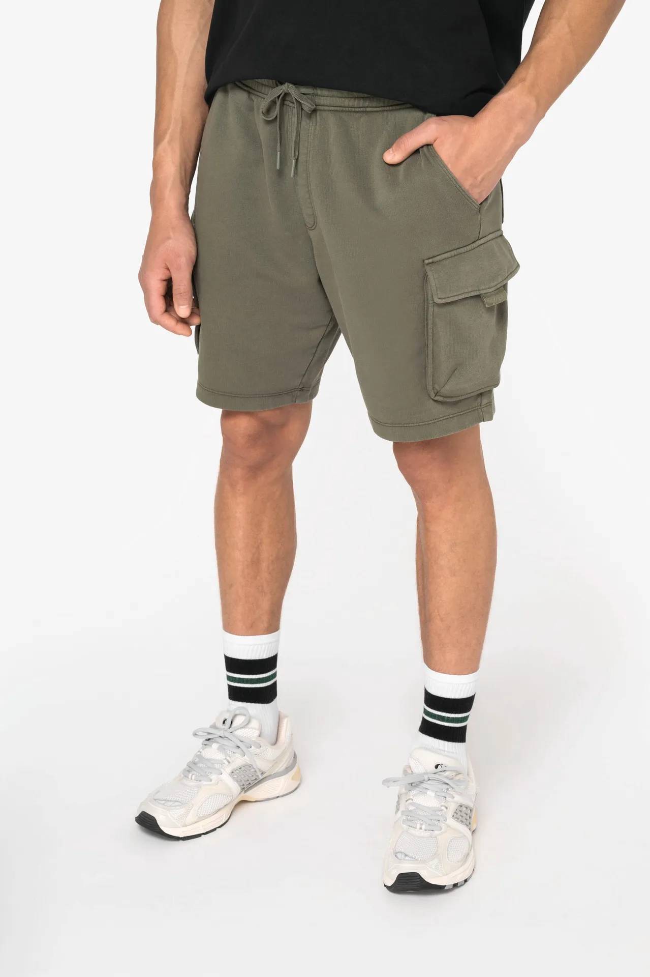 Umweltfreundliche ausgewaschene French Terry Cargo-Shorts für Herren