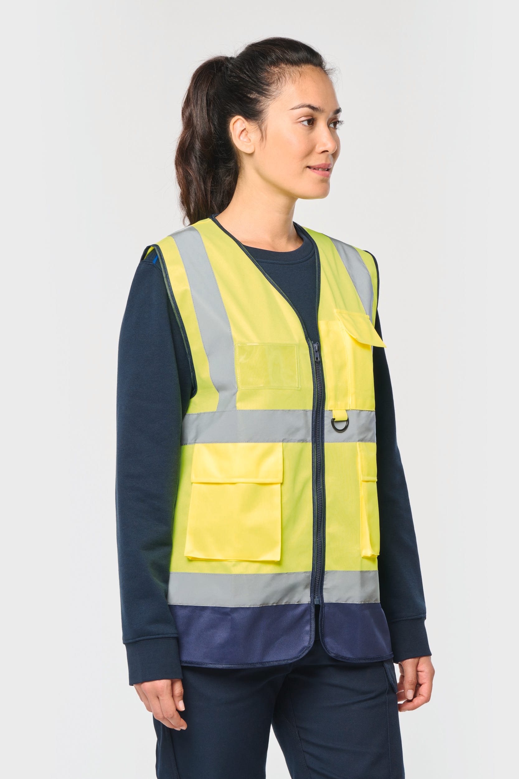 Recycelte HI-VIS SICHERHEITSWESTE mit Reißverschluss