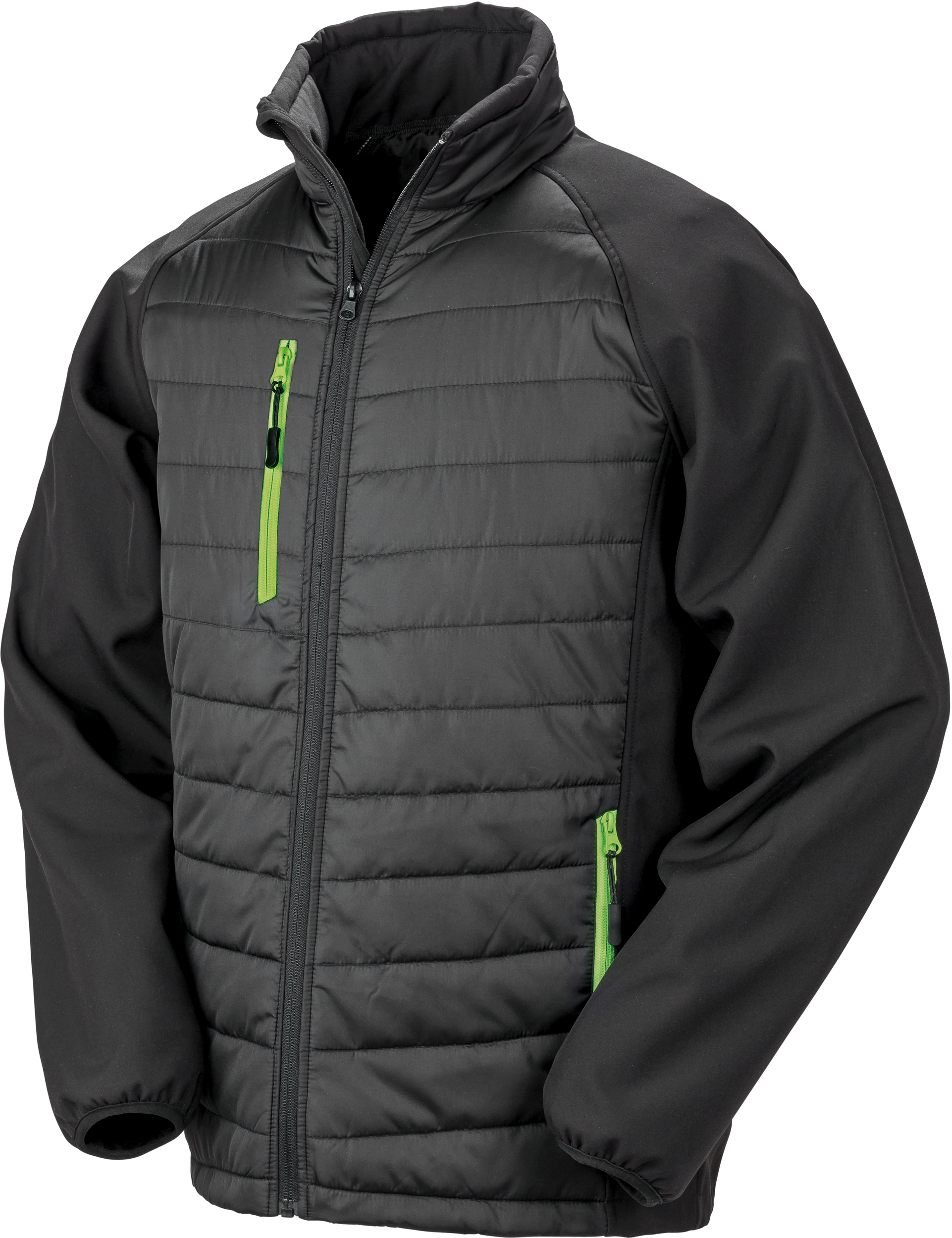 Black compass padded soft shell jacke