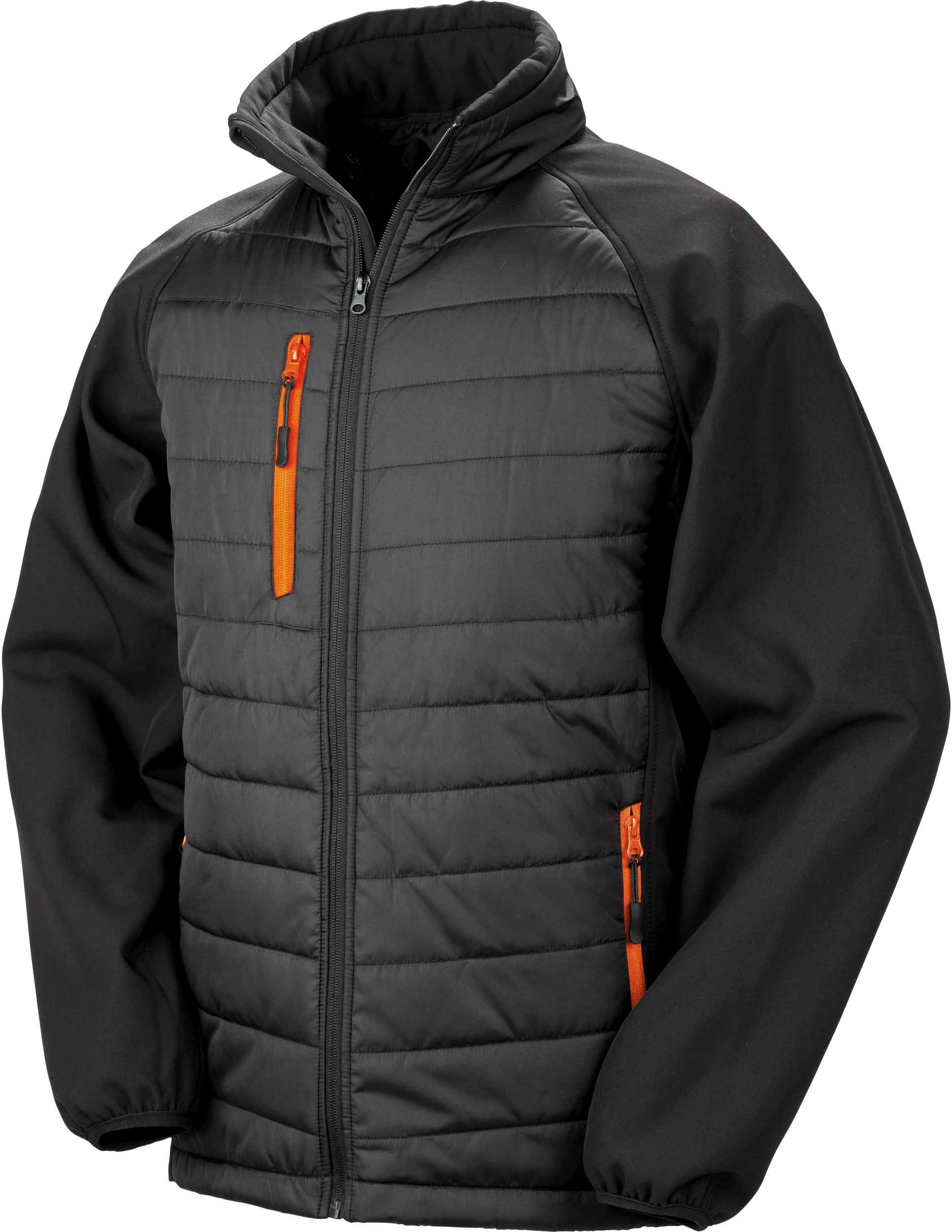 Black compass padded soft shell jacke