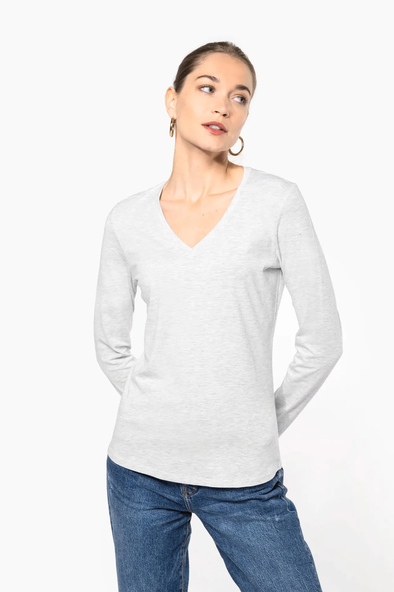 Damen-Langarmshirt mit V-Ausschnitt