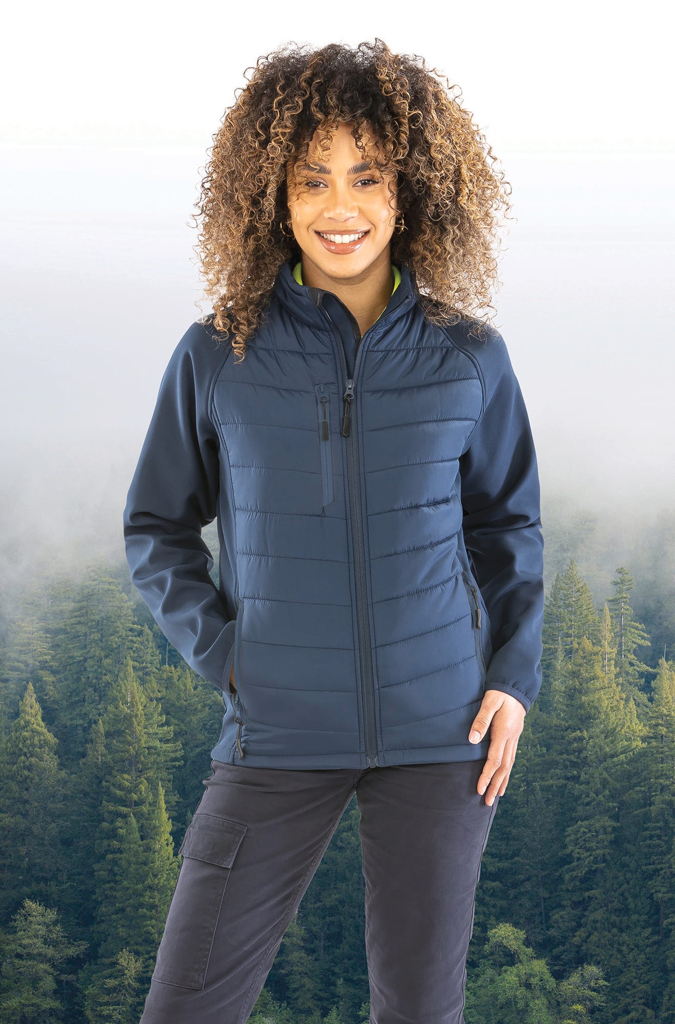 Black compass padded soft shell jacke