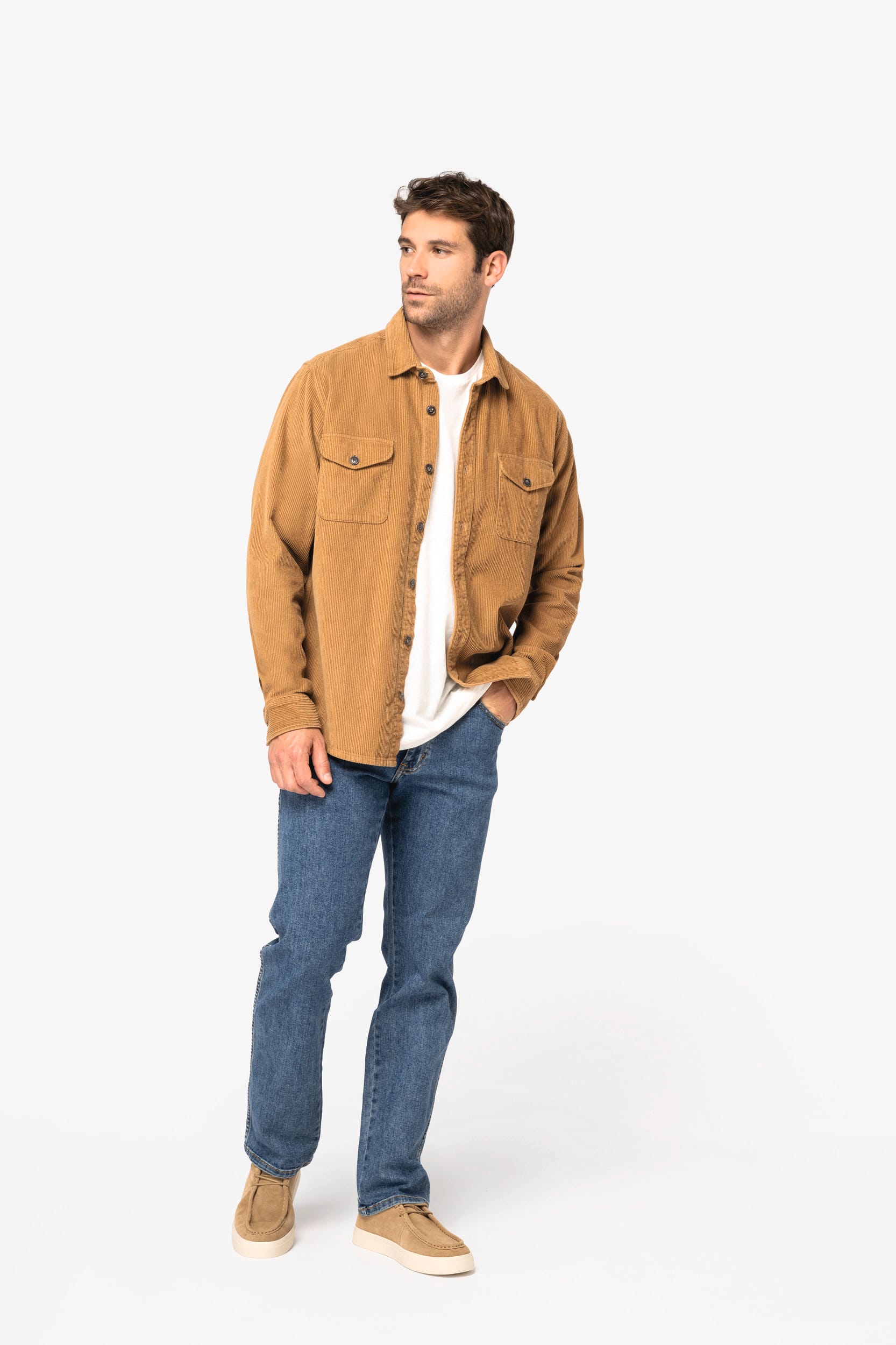 Umweltfreundliche ausgewaschene Herren-Hemdjacke aus Kord