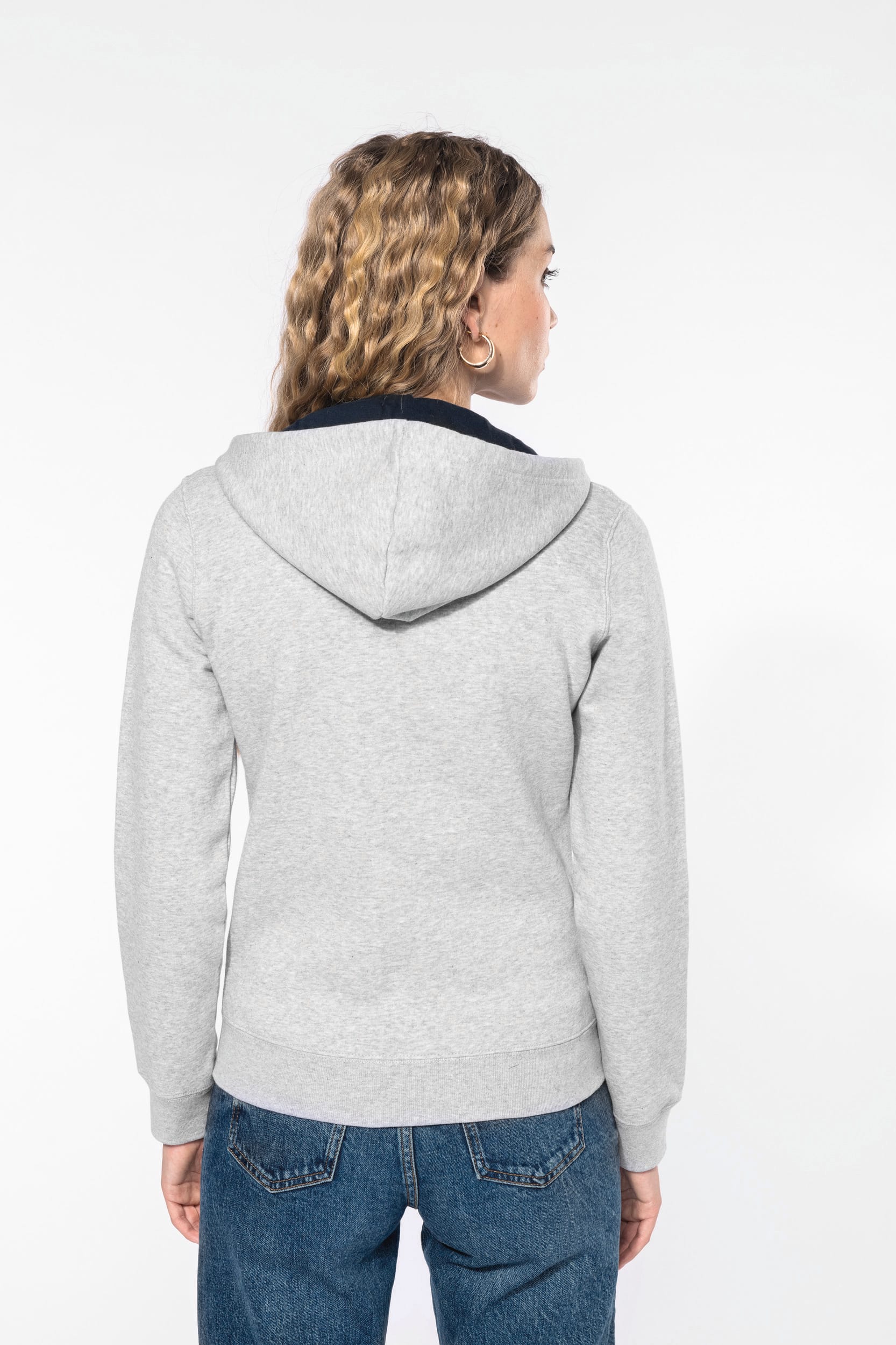 DAMEN-KAPUZENSWEATSHIRT BICOLOR mit Reißverschluss