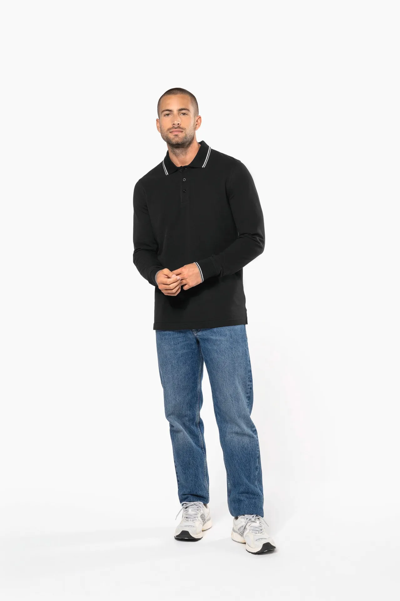 Langarm-Polohemd aus Piqué für Herren