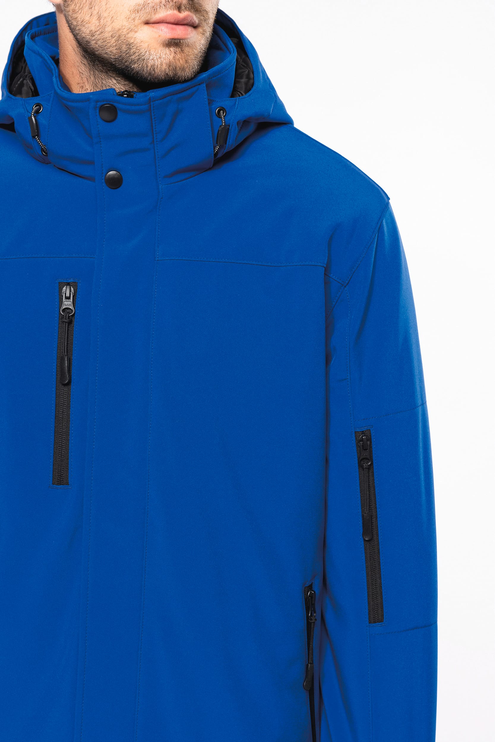 Herrenparka Softshell wattiert mit Kapuze