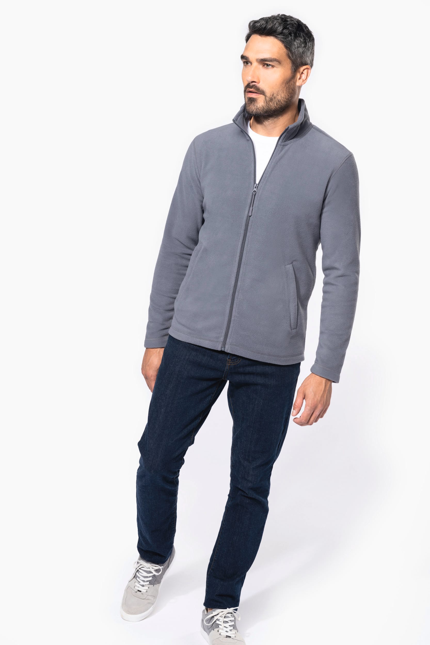 Mikrofleece-Jacke durchgehender Reißverschluss