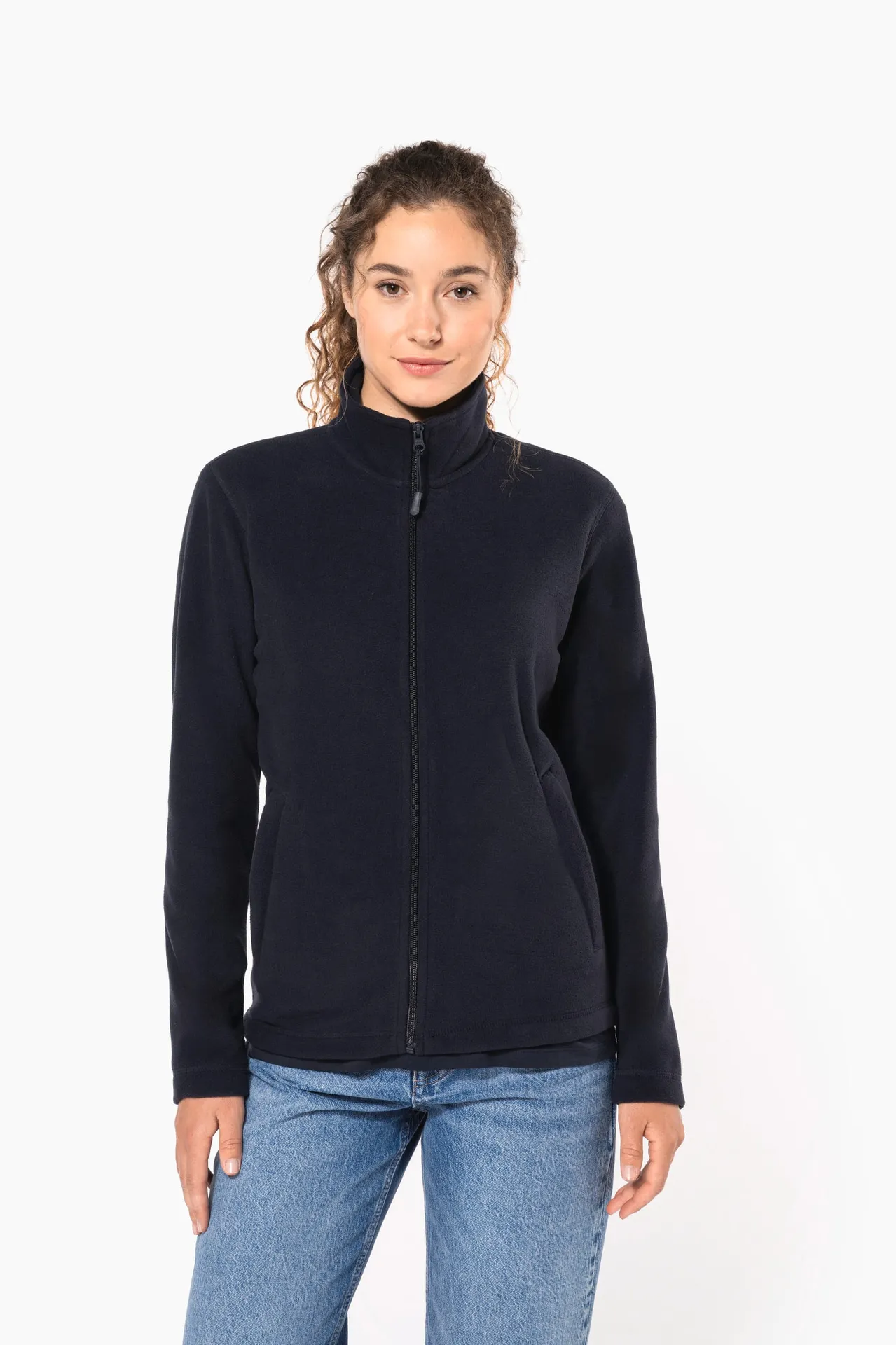 Mikrofleece-Jacke durchgehender Reißverschluss