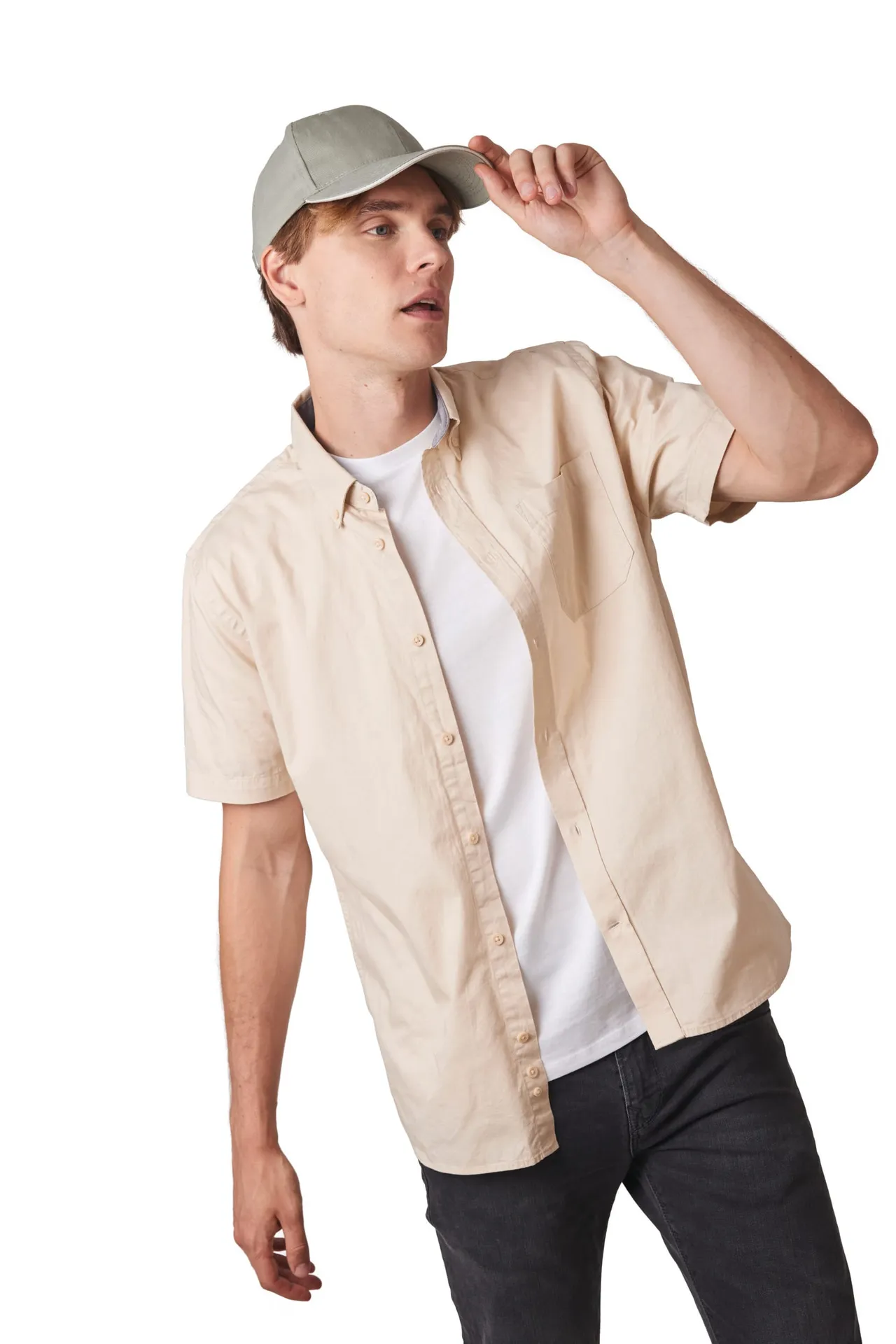 6-Panel-Kappe aus biologischer Baumwolle mit Kontrast-Sandwichschirm