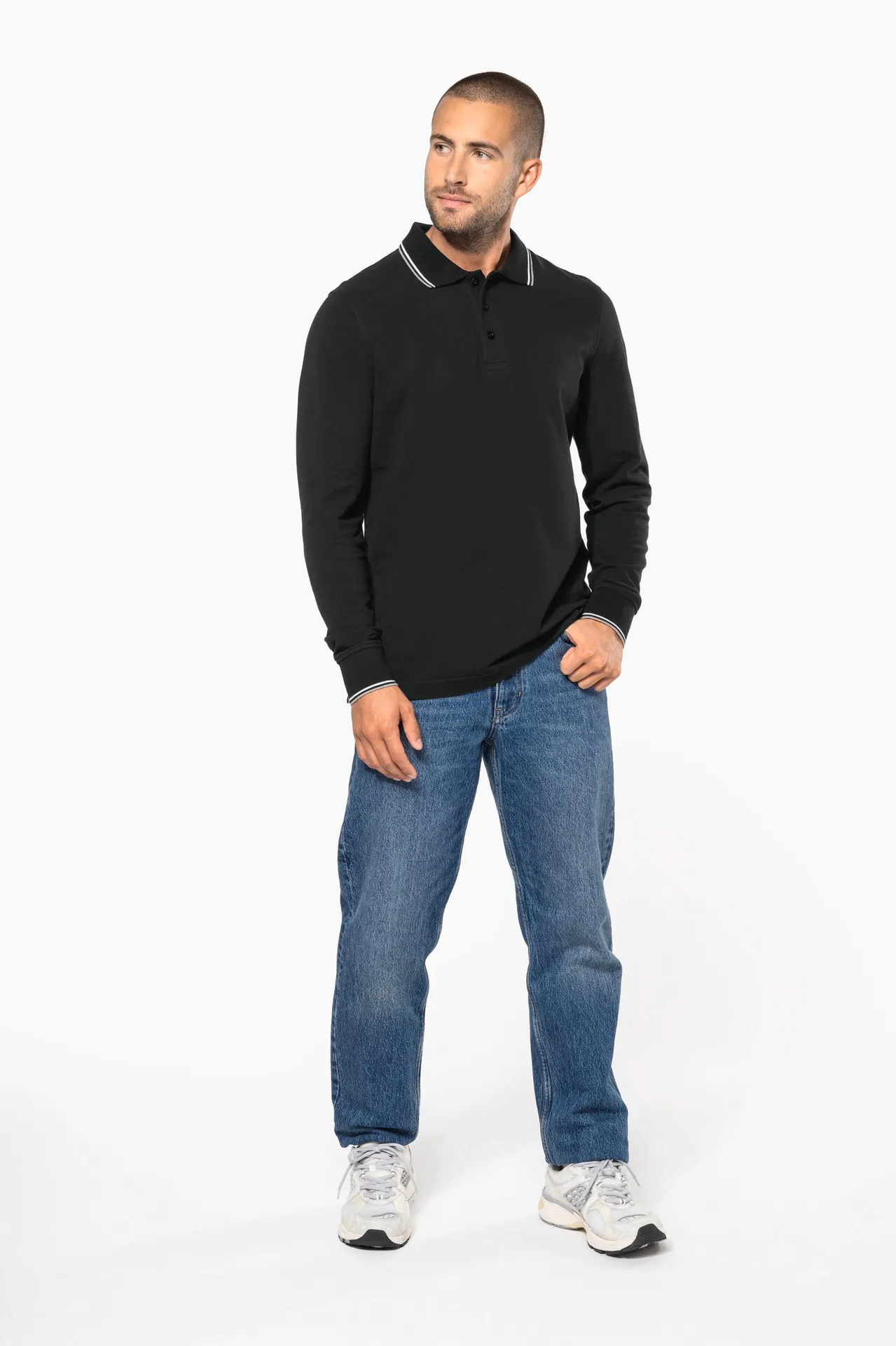 Langarm-Polohemd aus Piqué für Herren