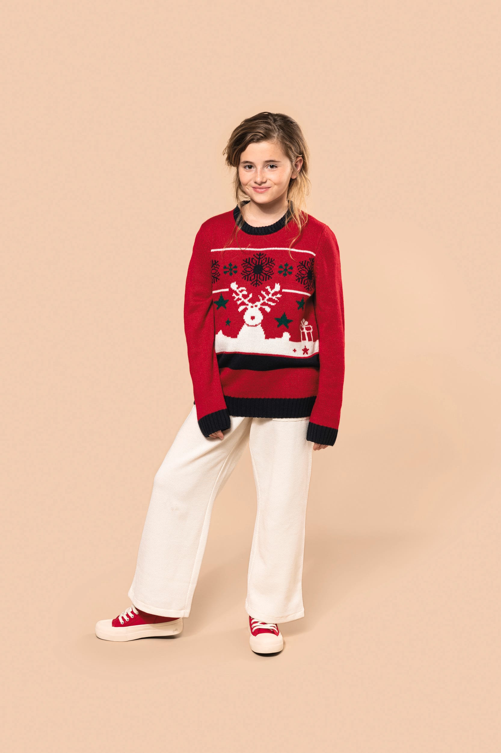 Weihnachtspullover mit Rundhalsausschnitt für Kinder