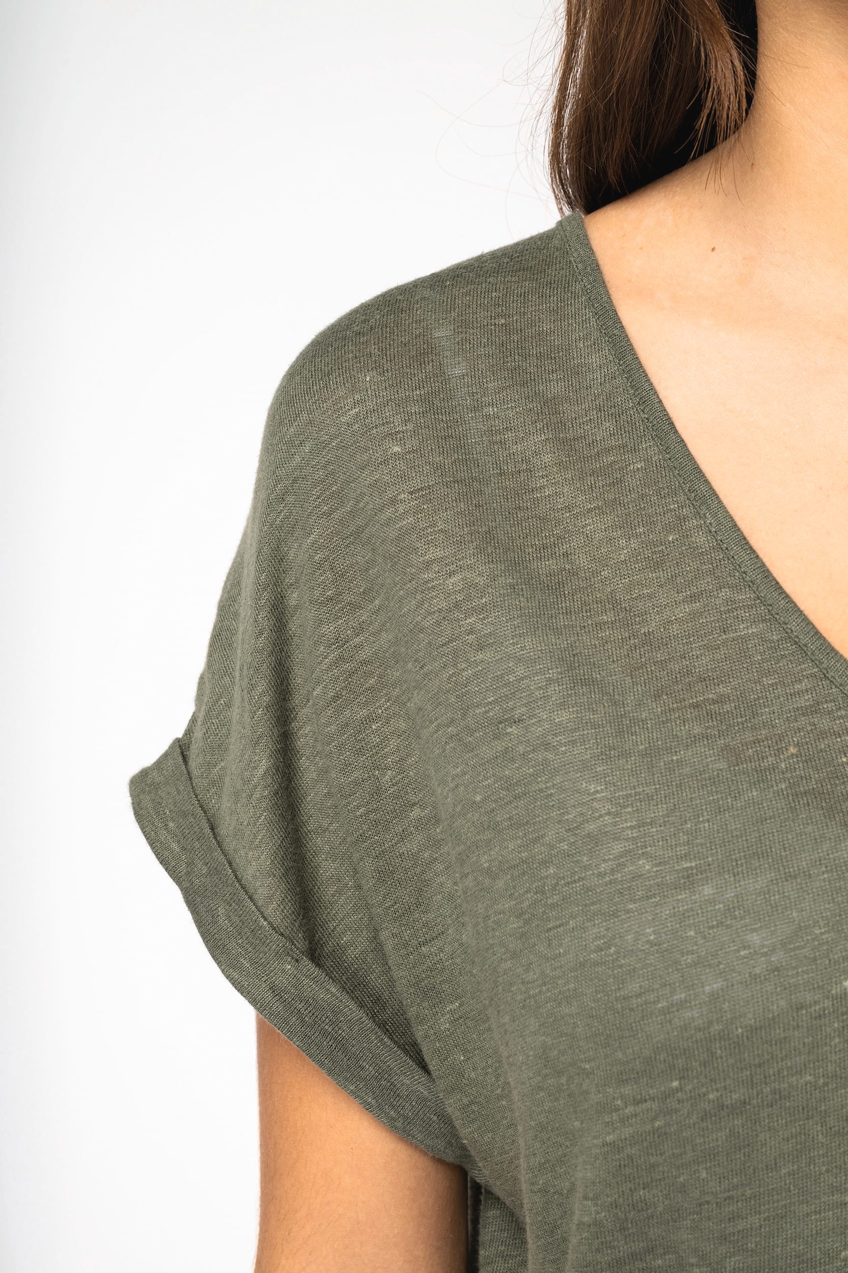 Overall aus Leinenstrickstoff mit kurzen Ärmeln für Damen