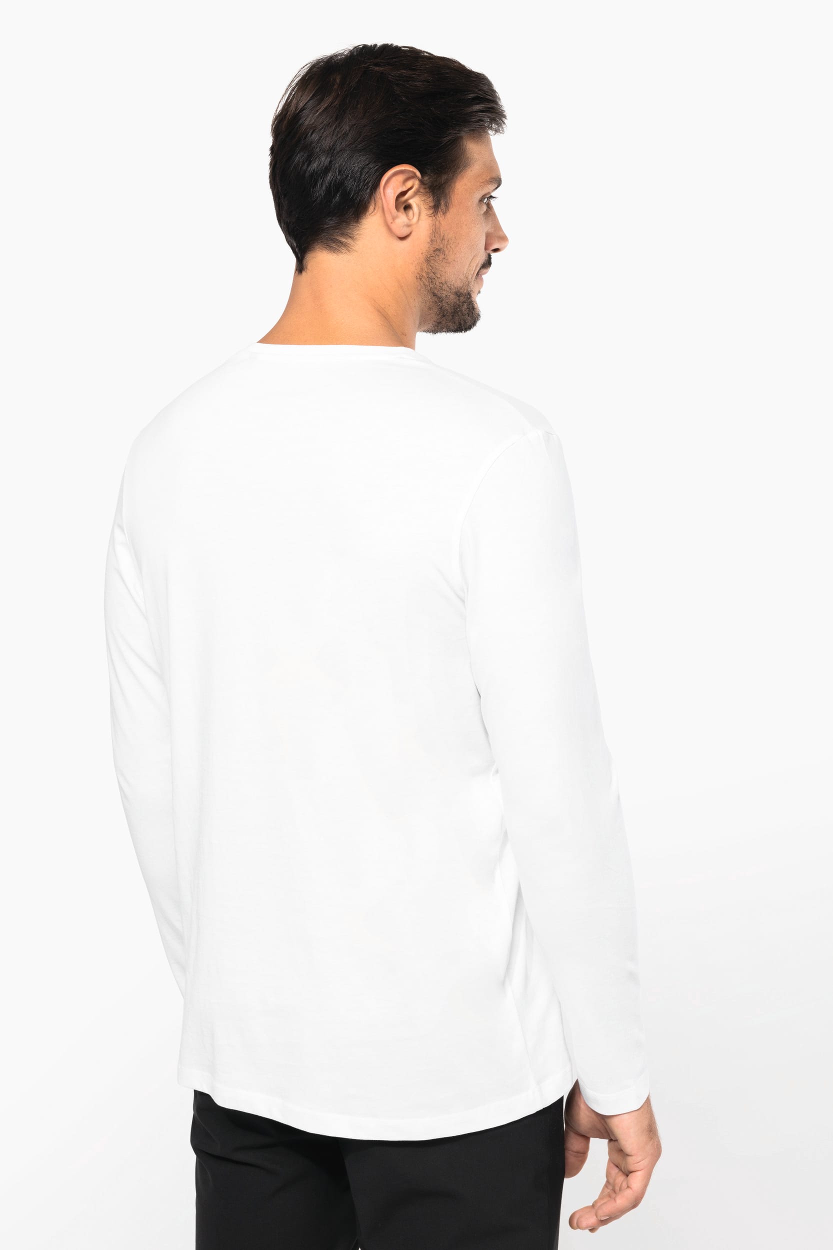 Supima® Herren-T-Shirt mit V-Ausschnitt und langen Ärmeln