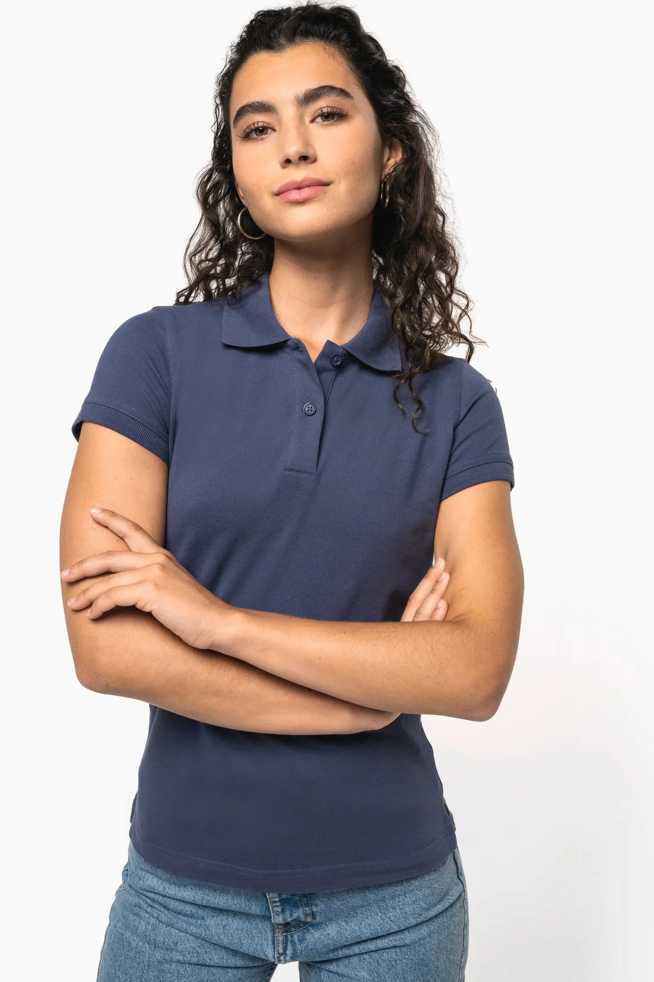 Kurzarm-Polohemd für Damen. Aus Baumwollpiqué