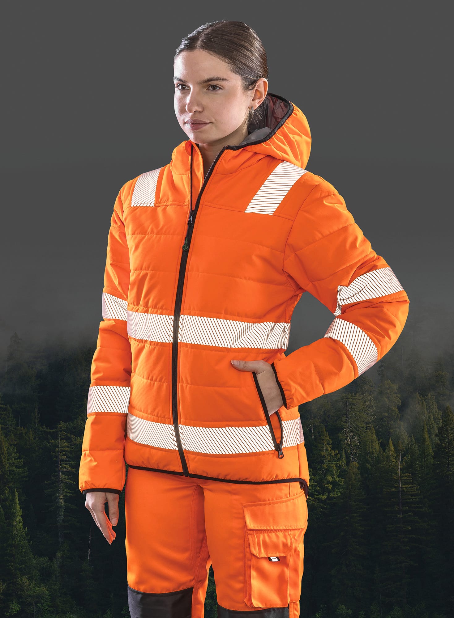 Sicherheitsjacke aus wattiertem, recyceltem Ripstop