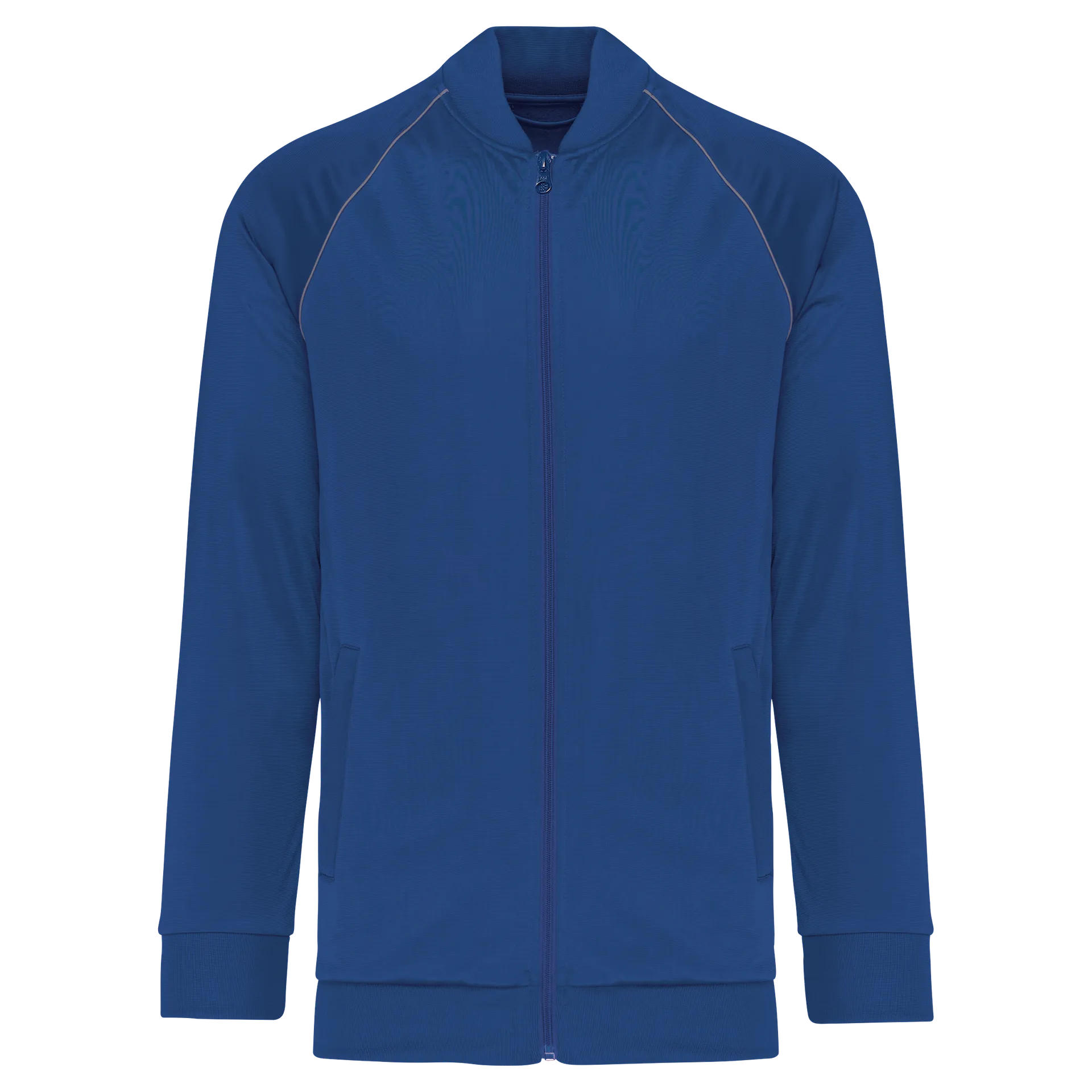 Unisex-Trainingsjacke mit Reißverschluss und Paspel