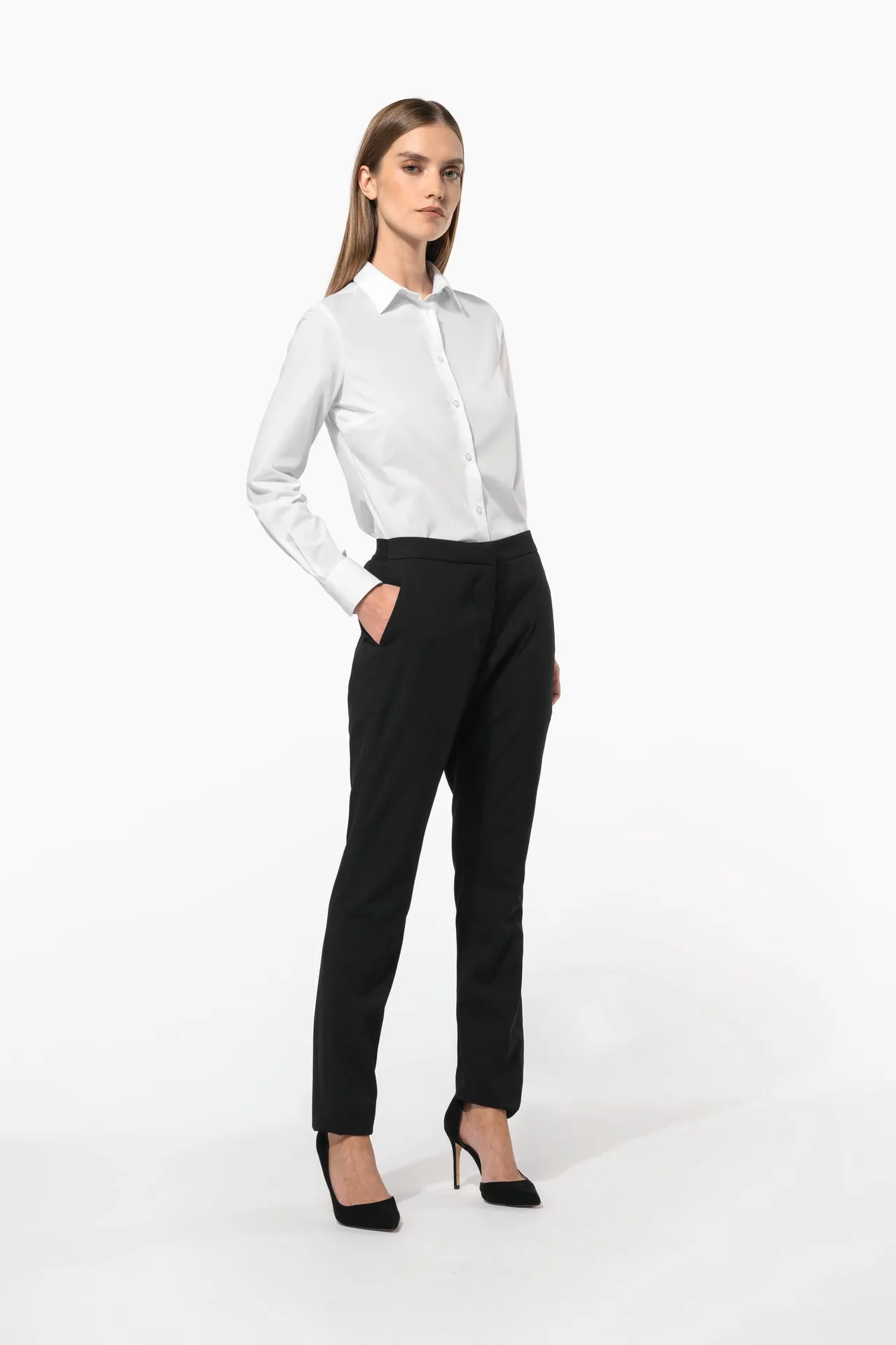 Popeline-Hemd Baumwollpolyester pflegeleicht für Damen