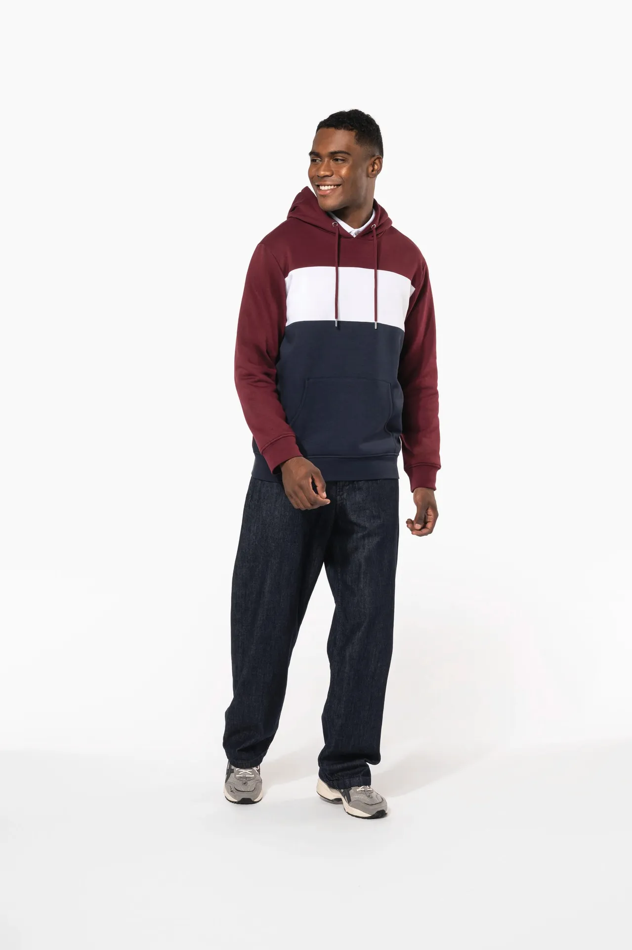 Dreifarbiges Kapuzensweatshirt, Unisex