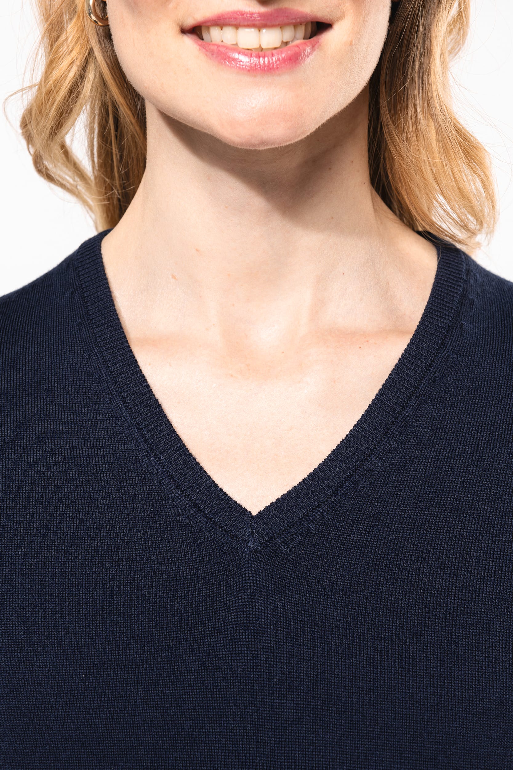 Merino-Damenpullover mit V-Ausschnitt