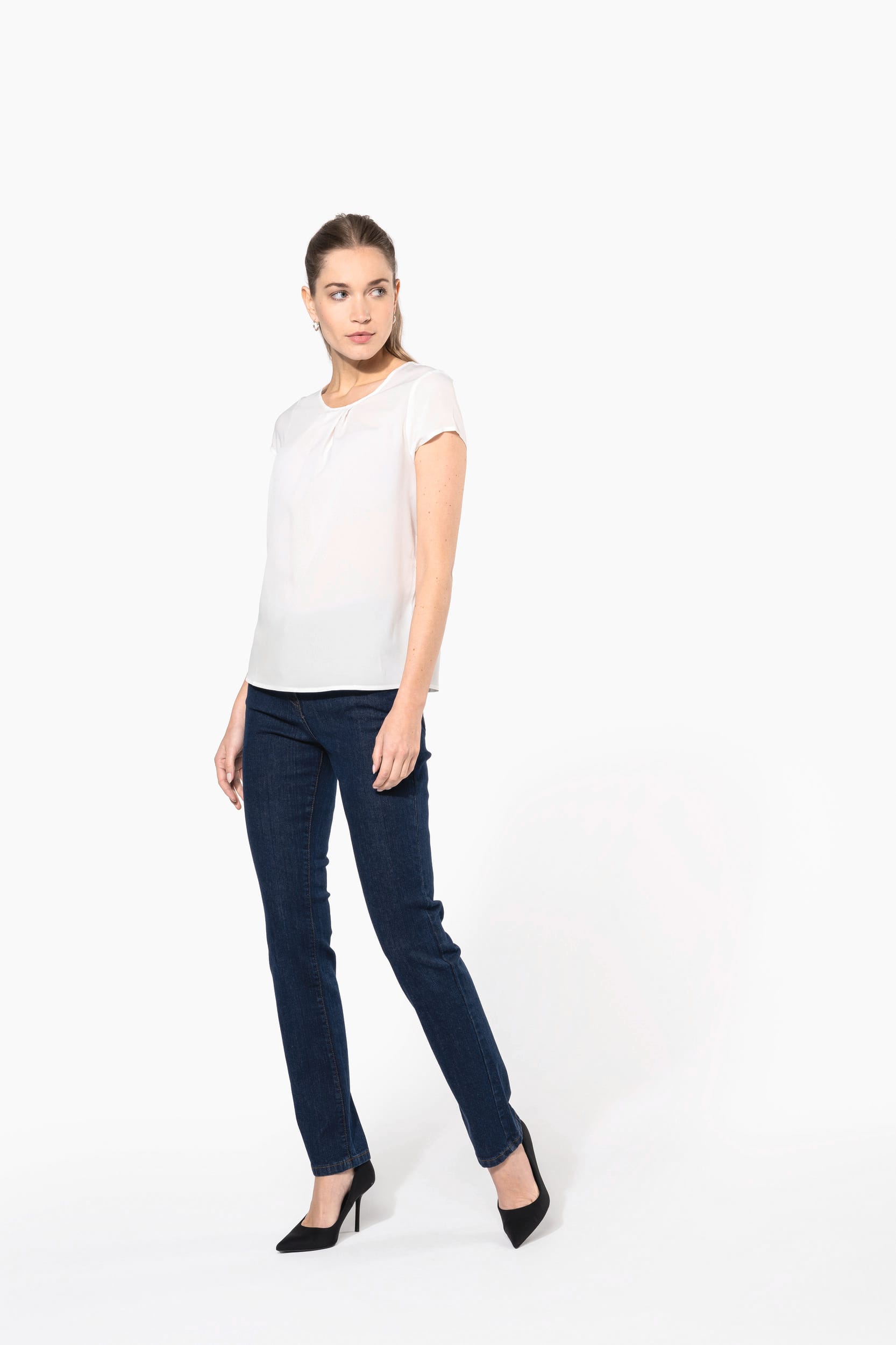 Kurzarm-Kreppbluse für Damen