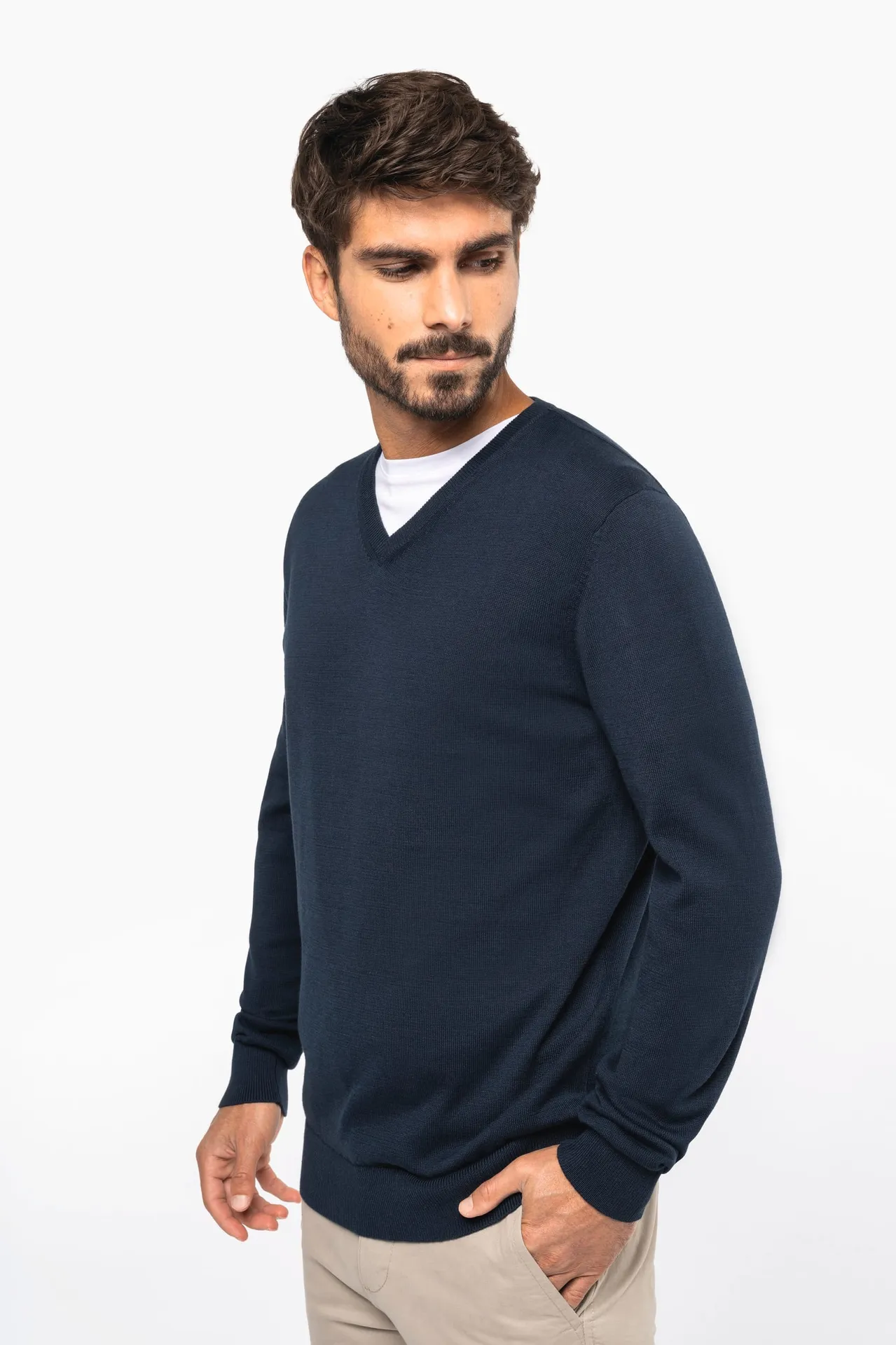 Umweltfreundlicher Herrenpullover mit V-Ausschnitt