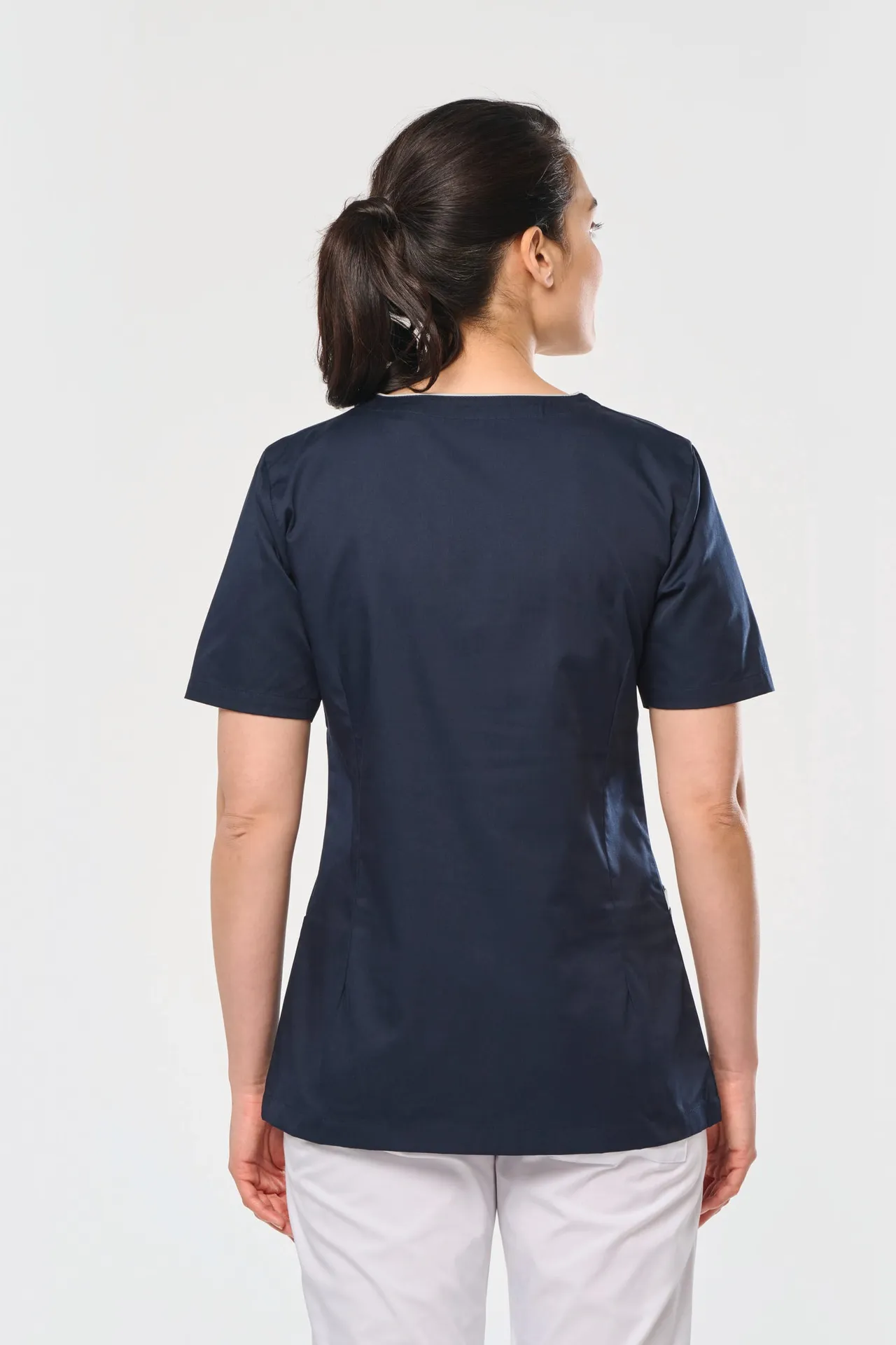 Damenkittel aus Baumwollpolyester mit Druckknöpfen