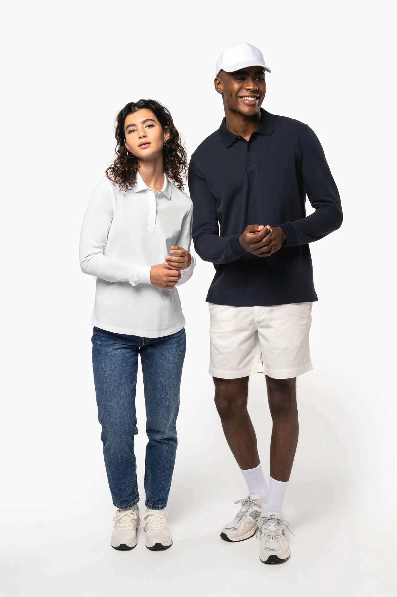 Herren Piqué-Polohemd lange Ärmel Bio-180